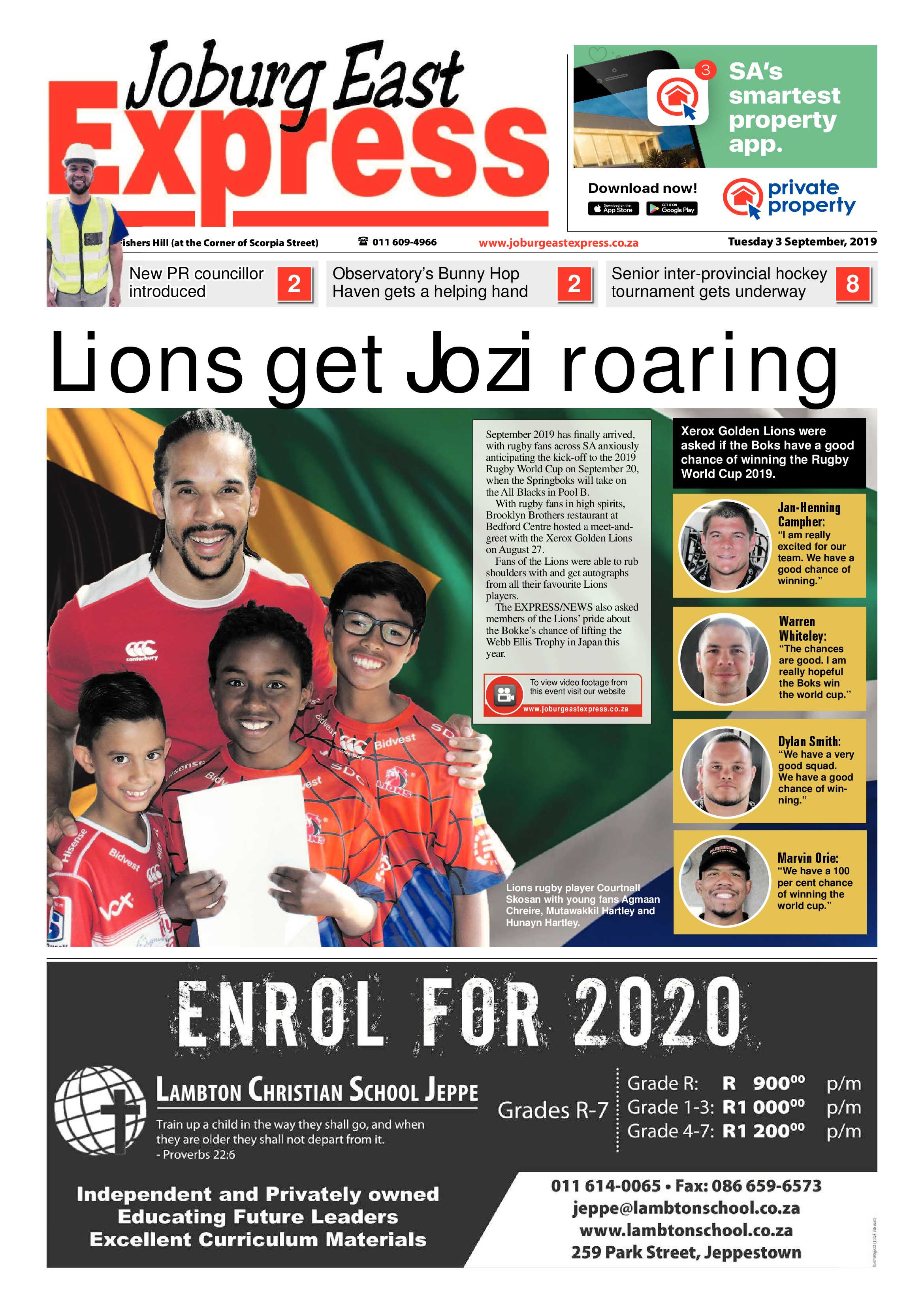 Joburg East Express 03 September 2019 page 1