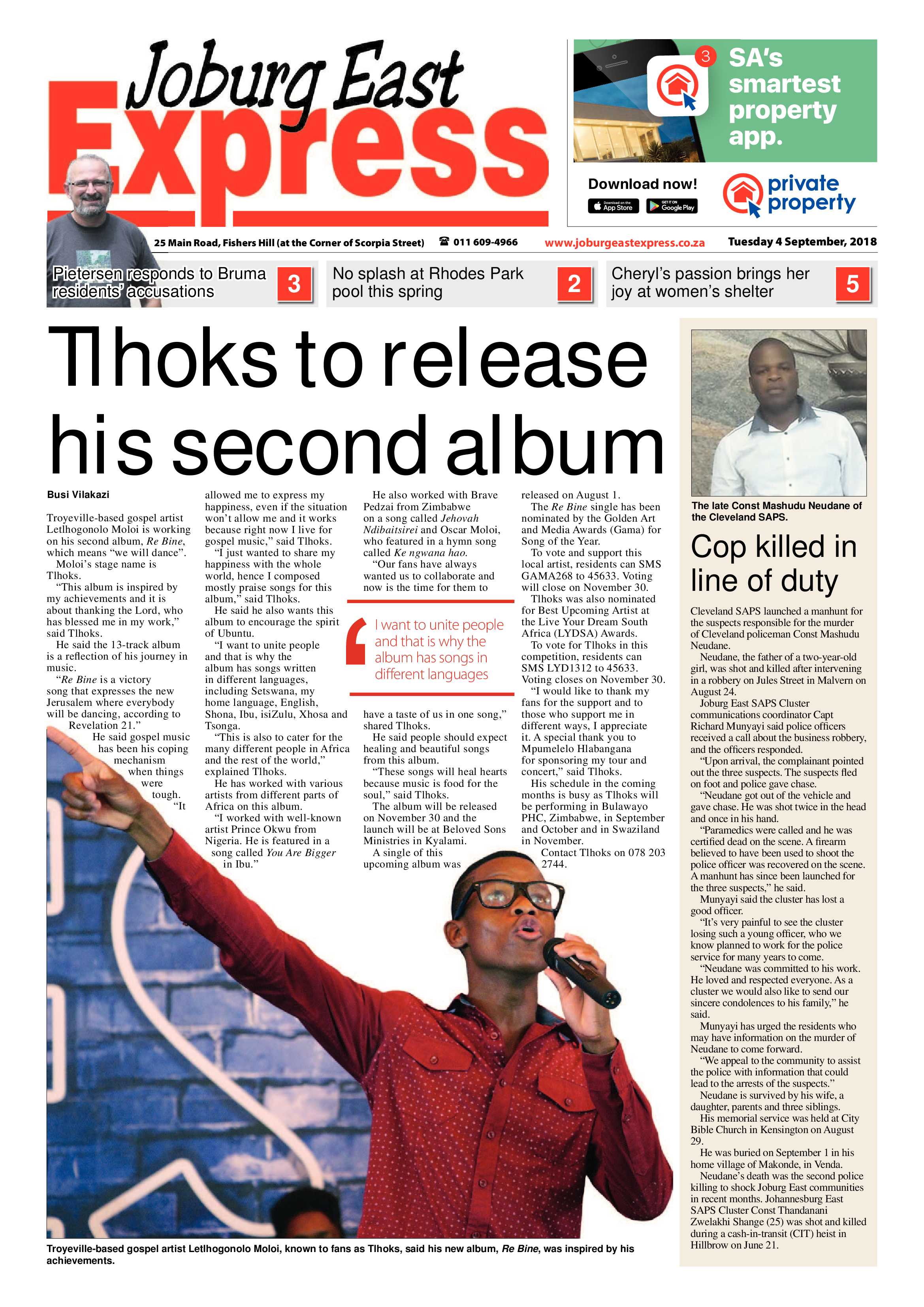 Joburg East Express 04 September 2018 page 1