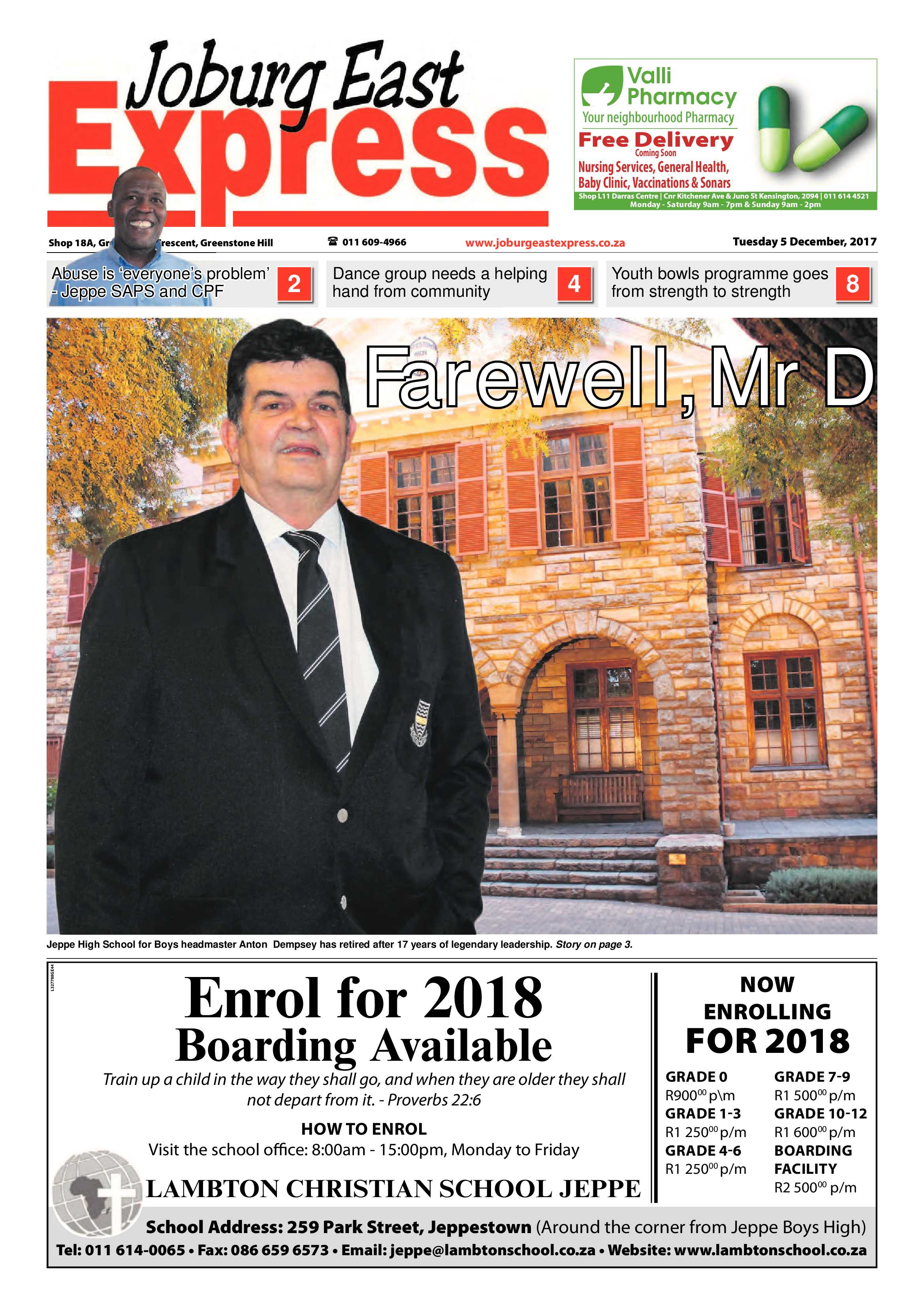 Joburg East Express 05 December 2017 page 1
