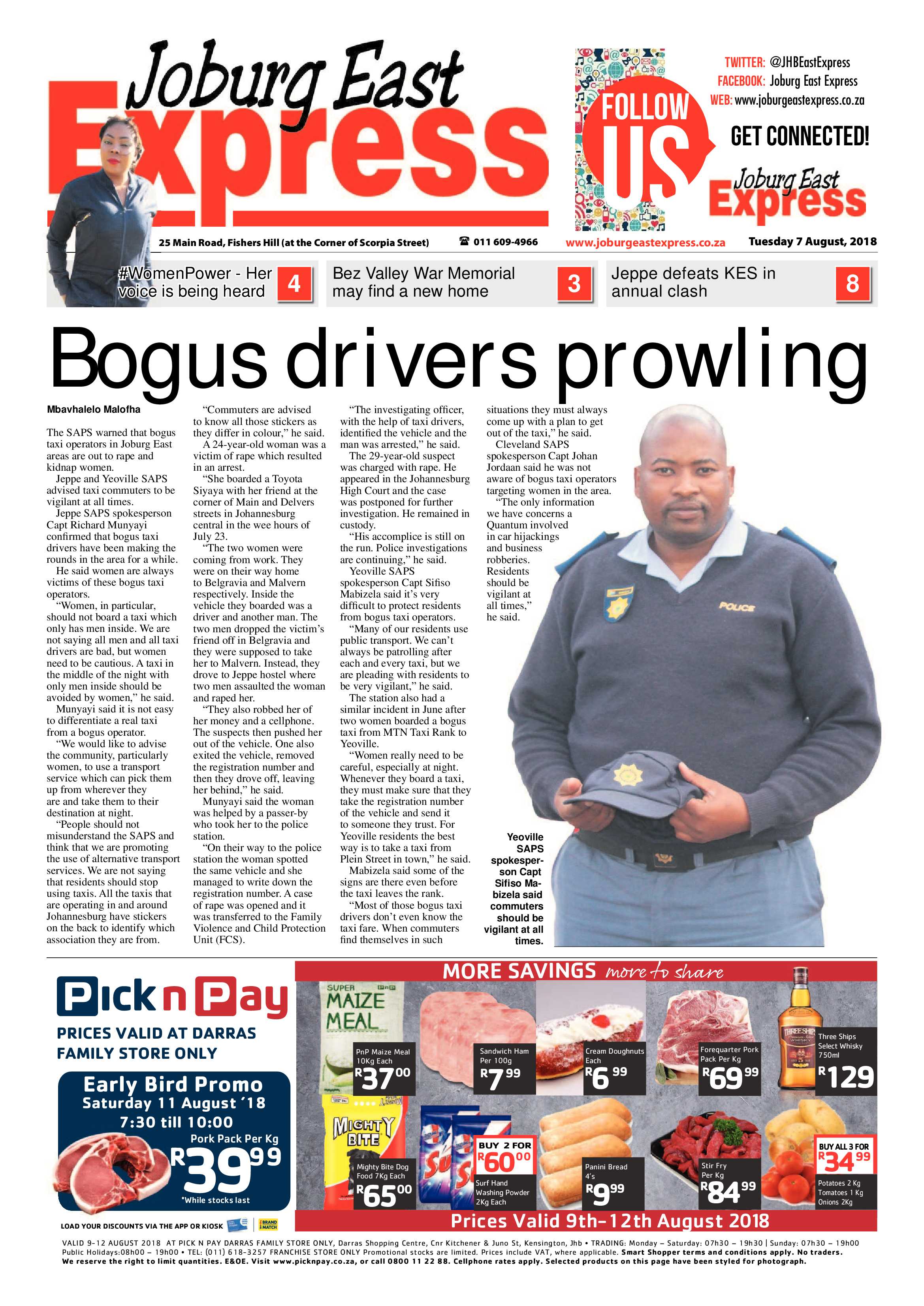 Joburg East Express 07 August 2018 page 1