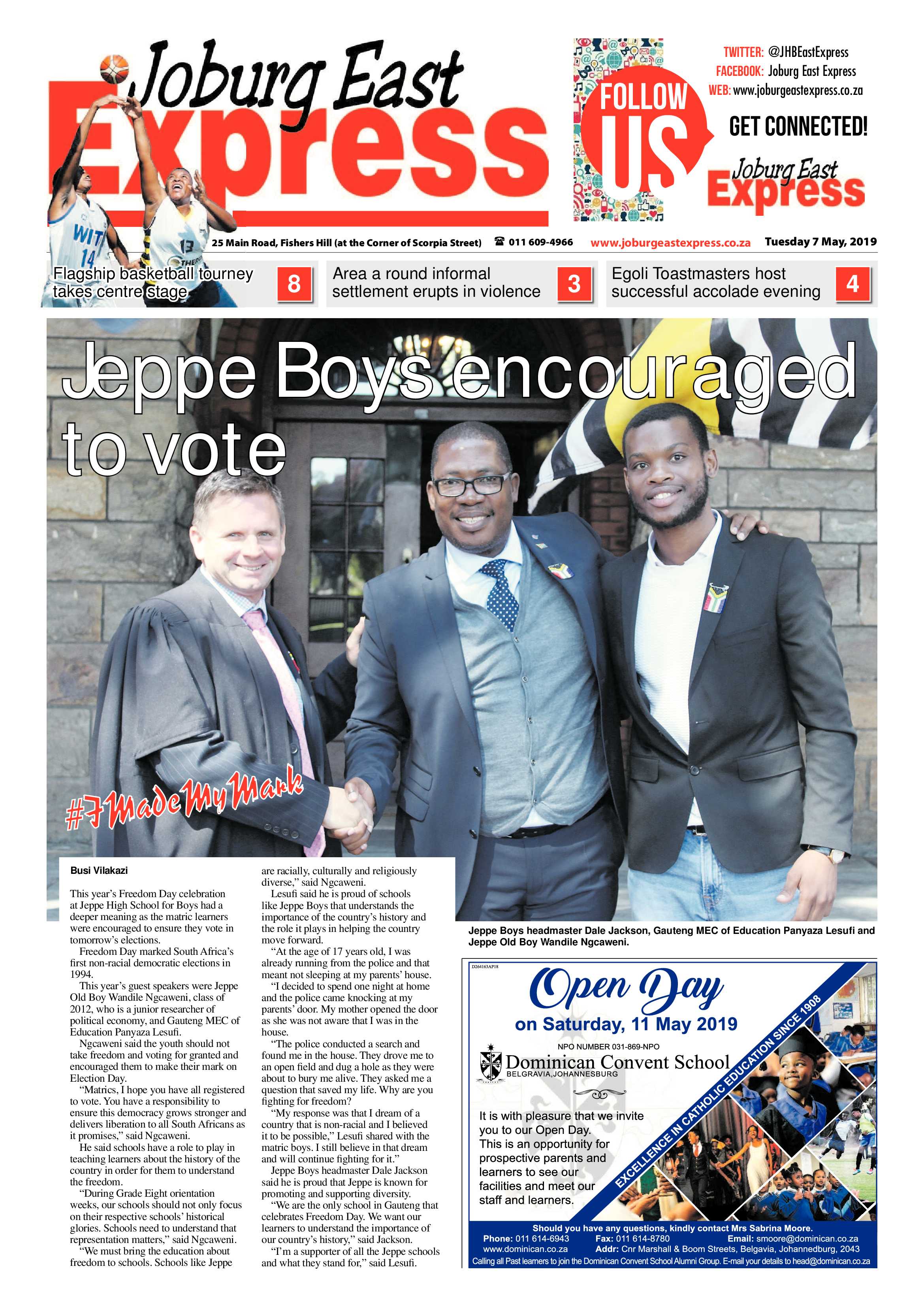 Joburg East Express 07 May 2019 page 1
