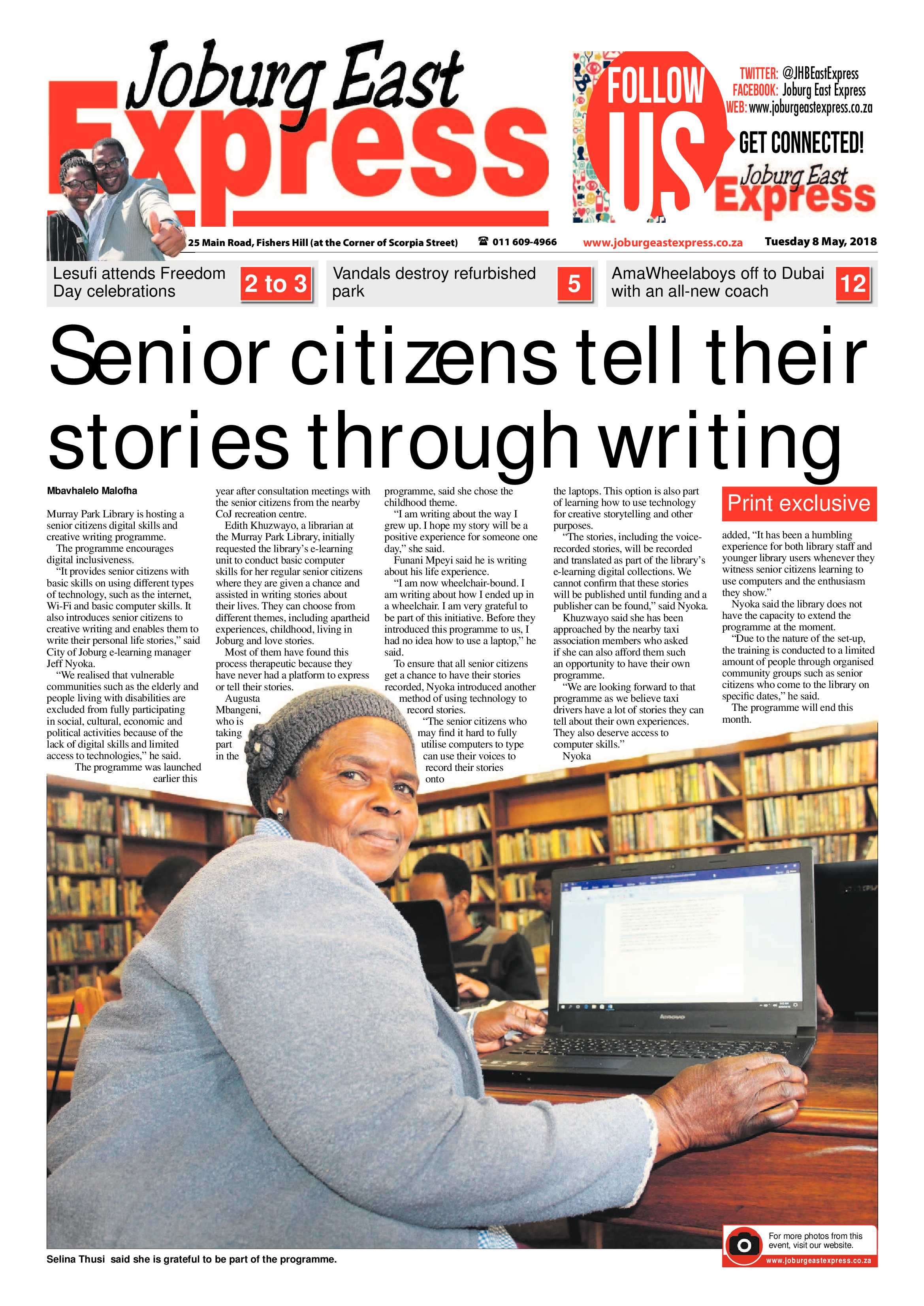 Joburg East Express 08 May 2018 page 1