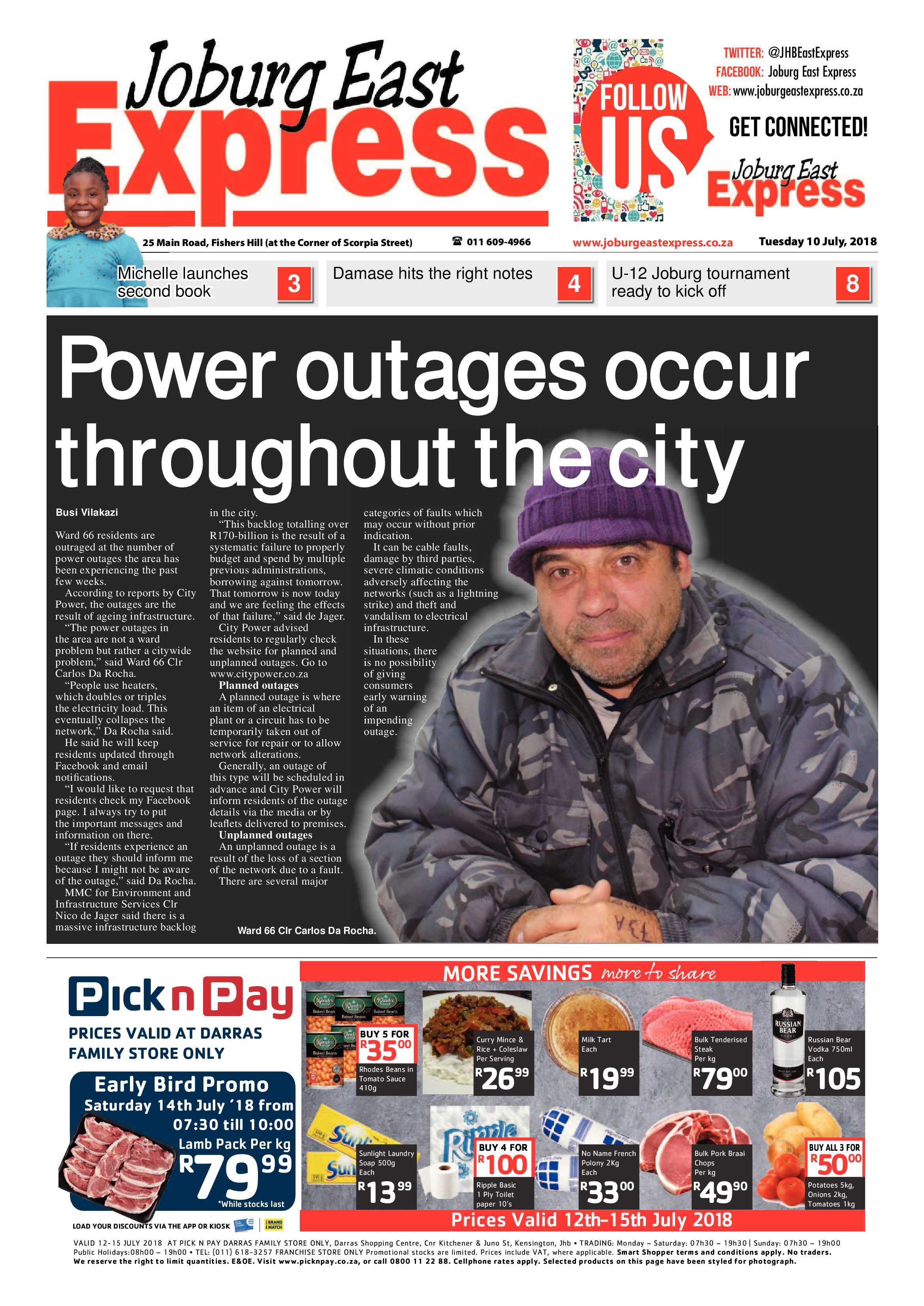 Joburg East Express 10 July 2018 page 1