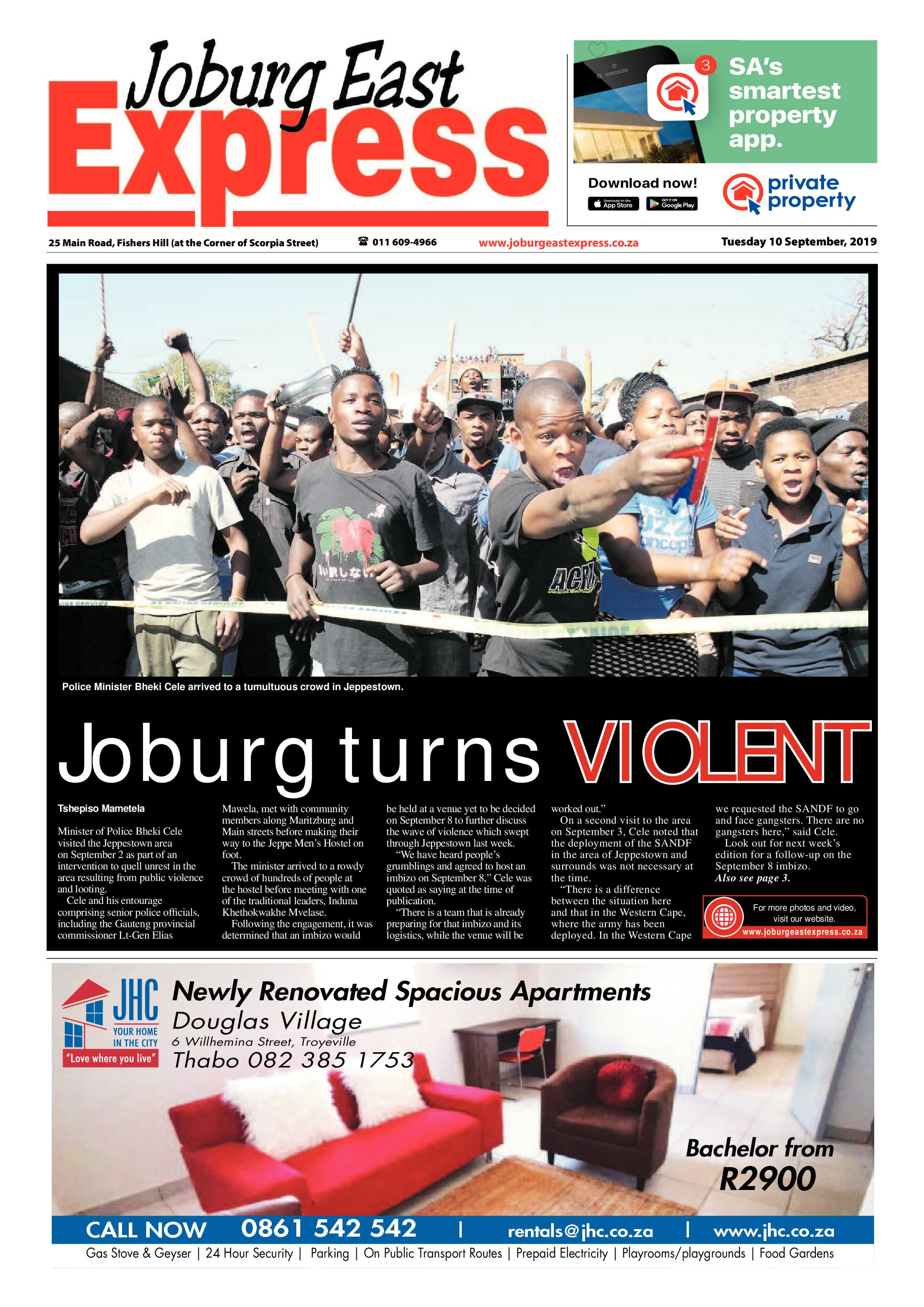 Joburg East Express 10 September 2019 page 1