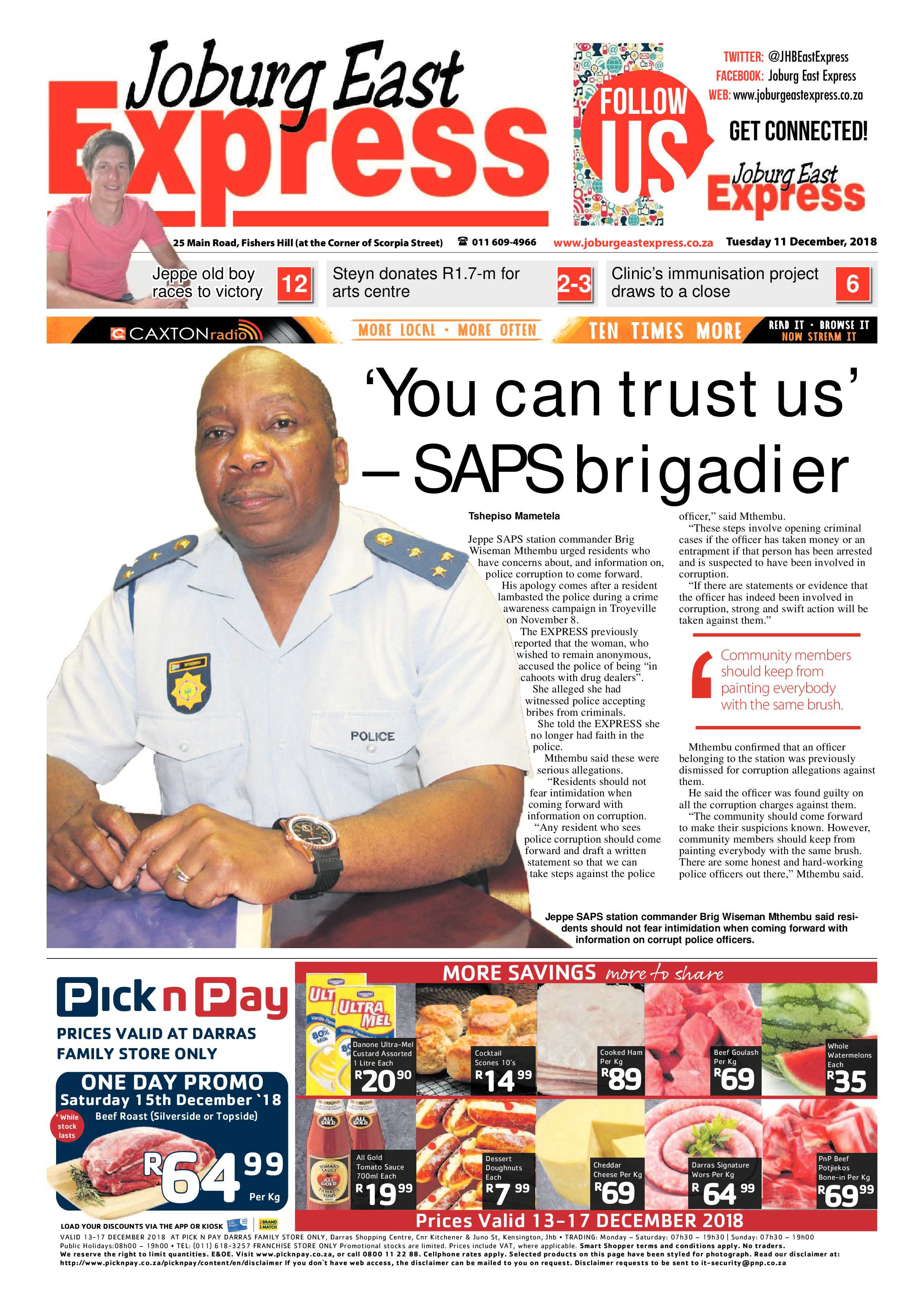 Joburg East Express 11 December 2018 page 1