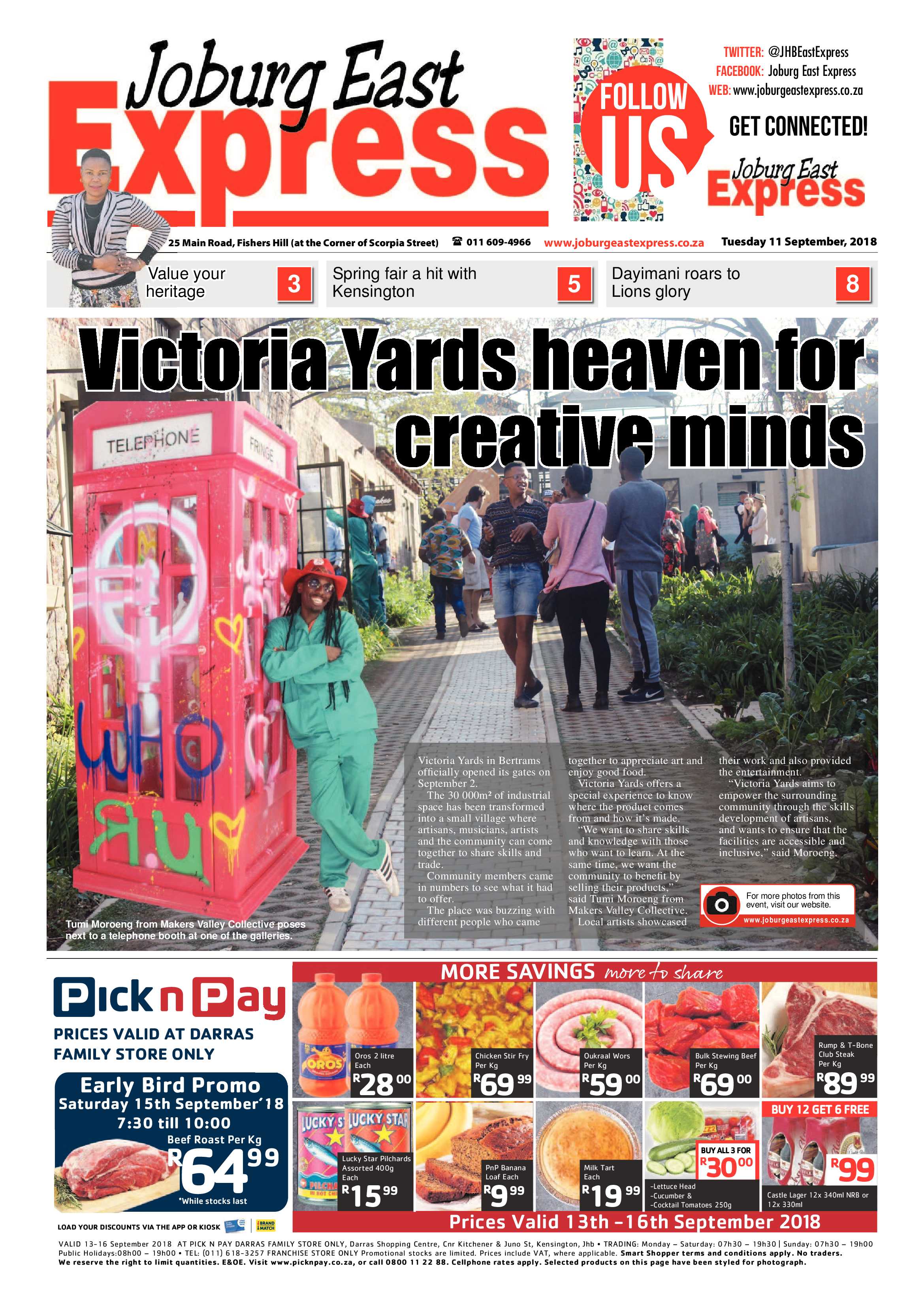 Joburg East Express 11 September 2018 page 1