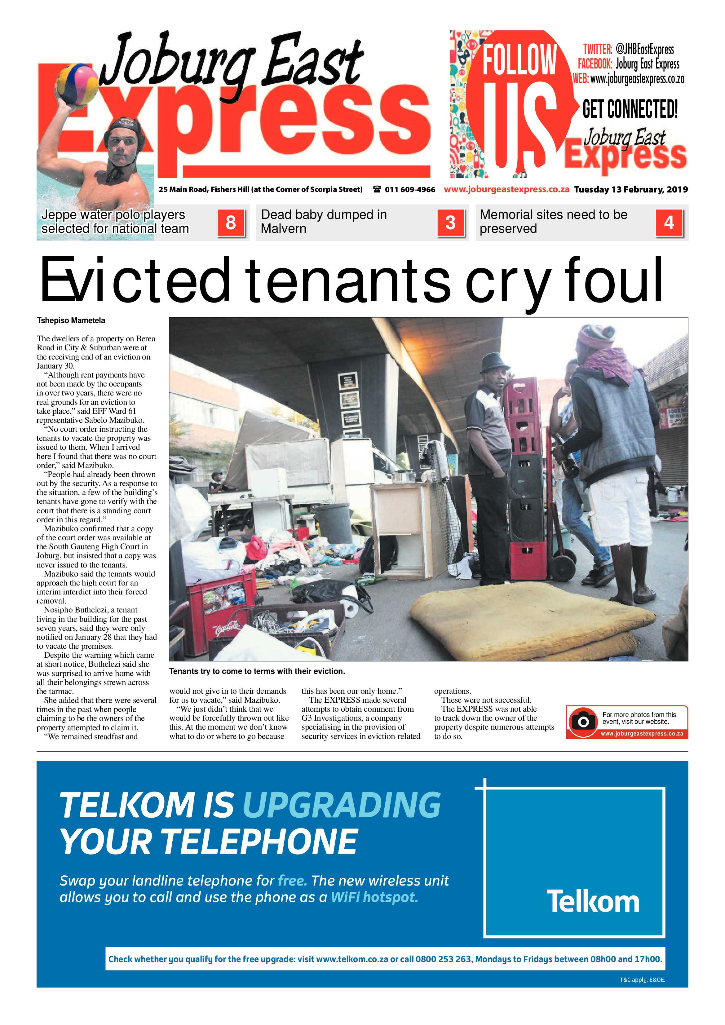 Joburg East Express 12 February 2019 page 1