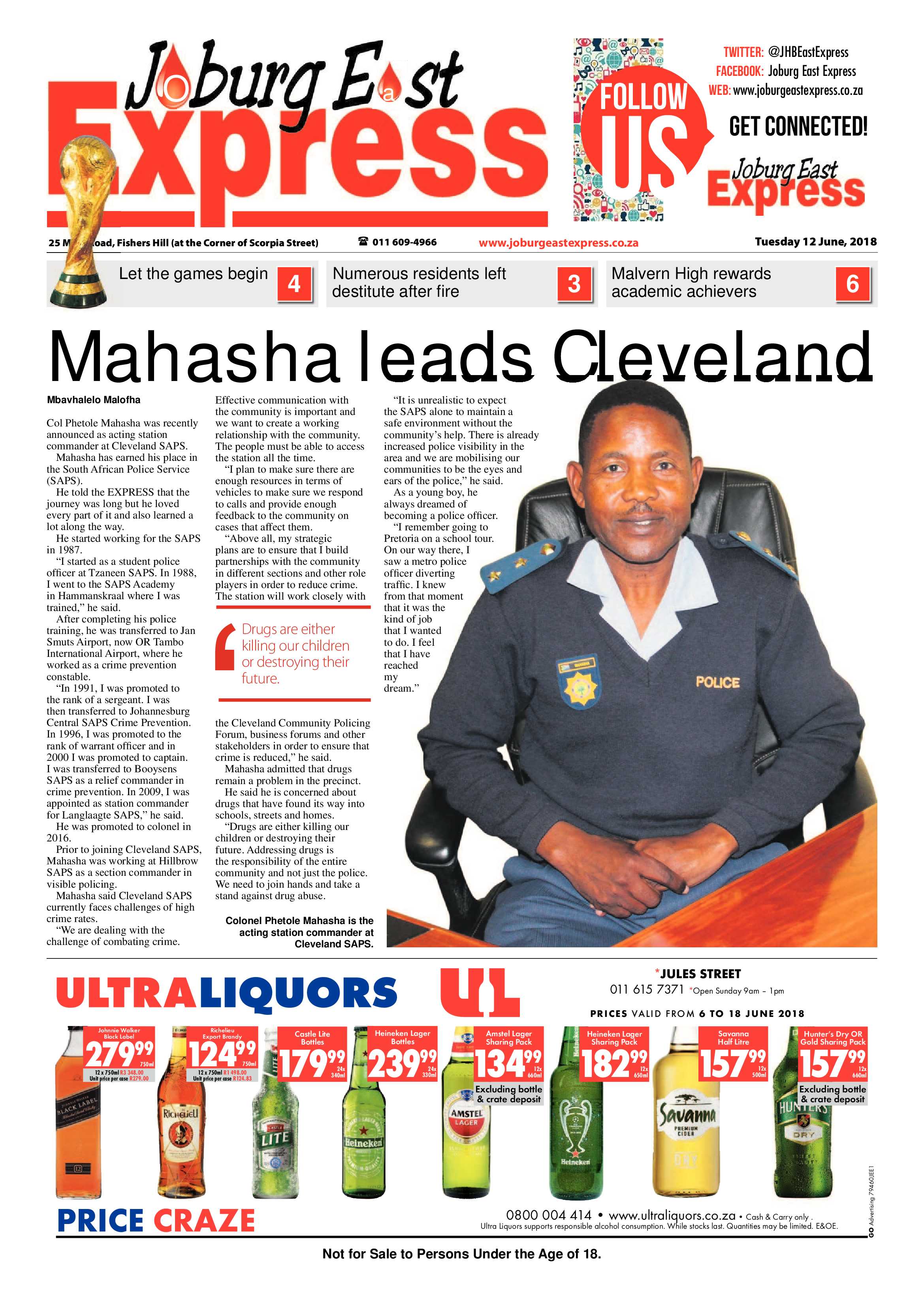 Joburg East Express 12 June 2018 page 1