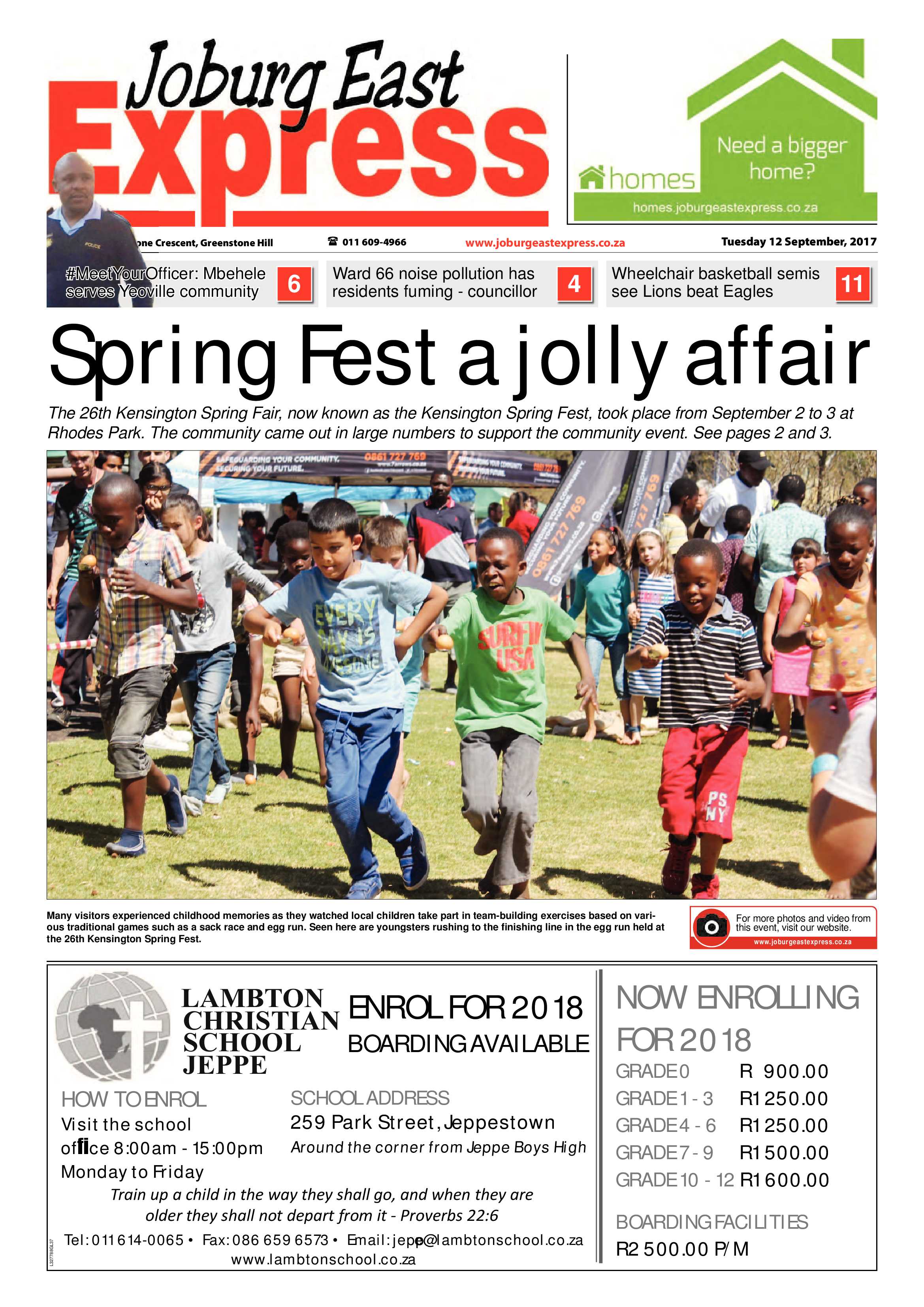 Joburg East Express 12 September 2017 page 1