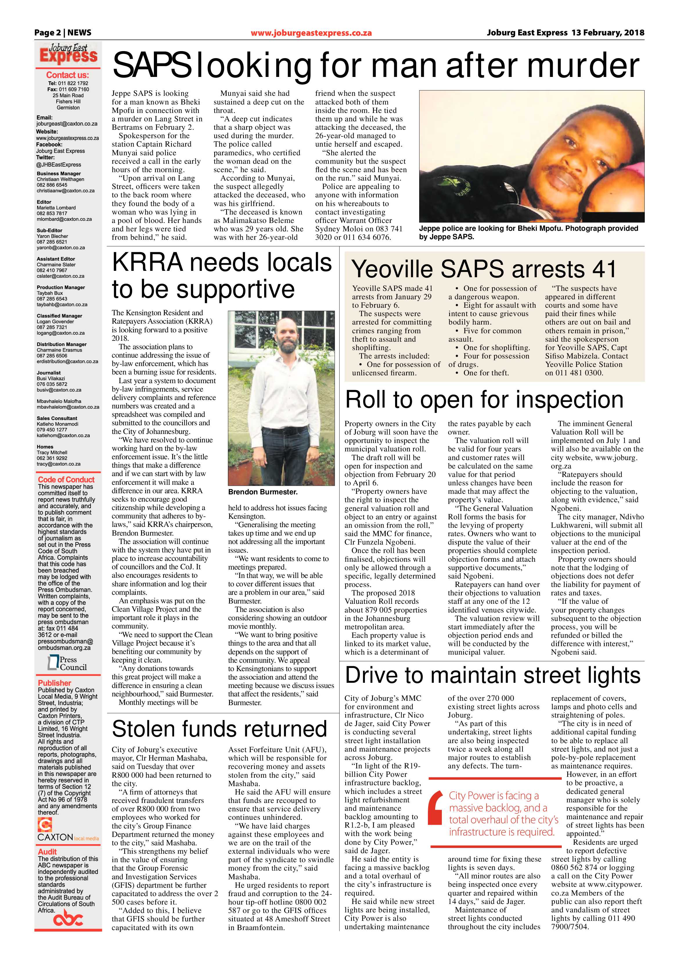 Joburg East Express 13 February 2018 page 2