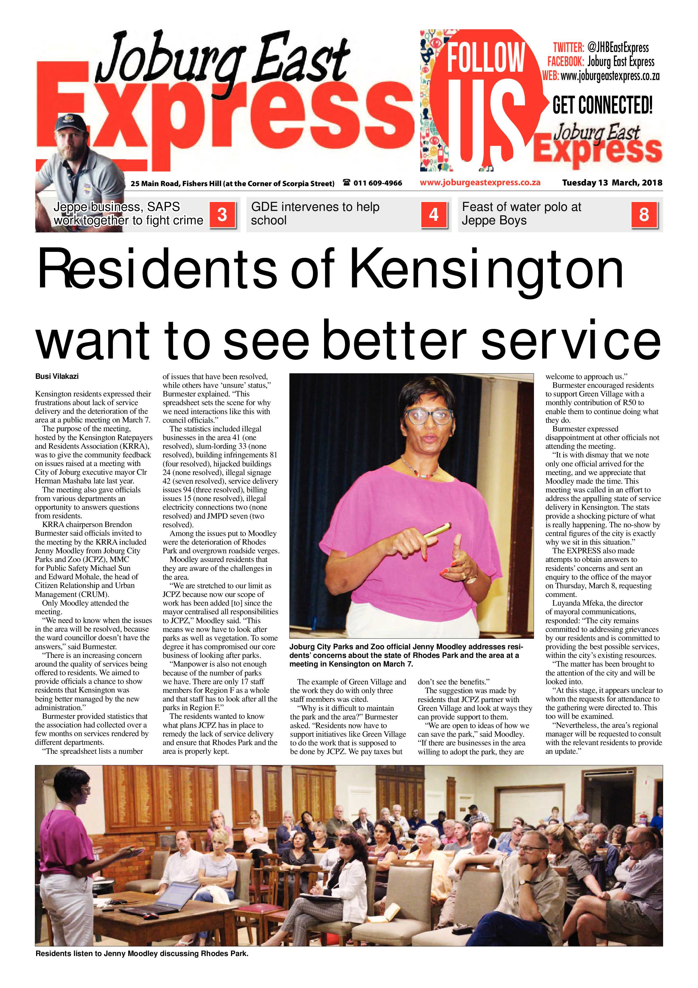 Joburg East Express 13 March 2018 page 1