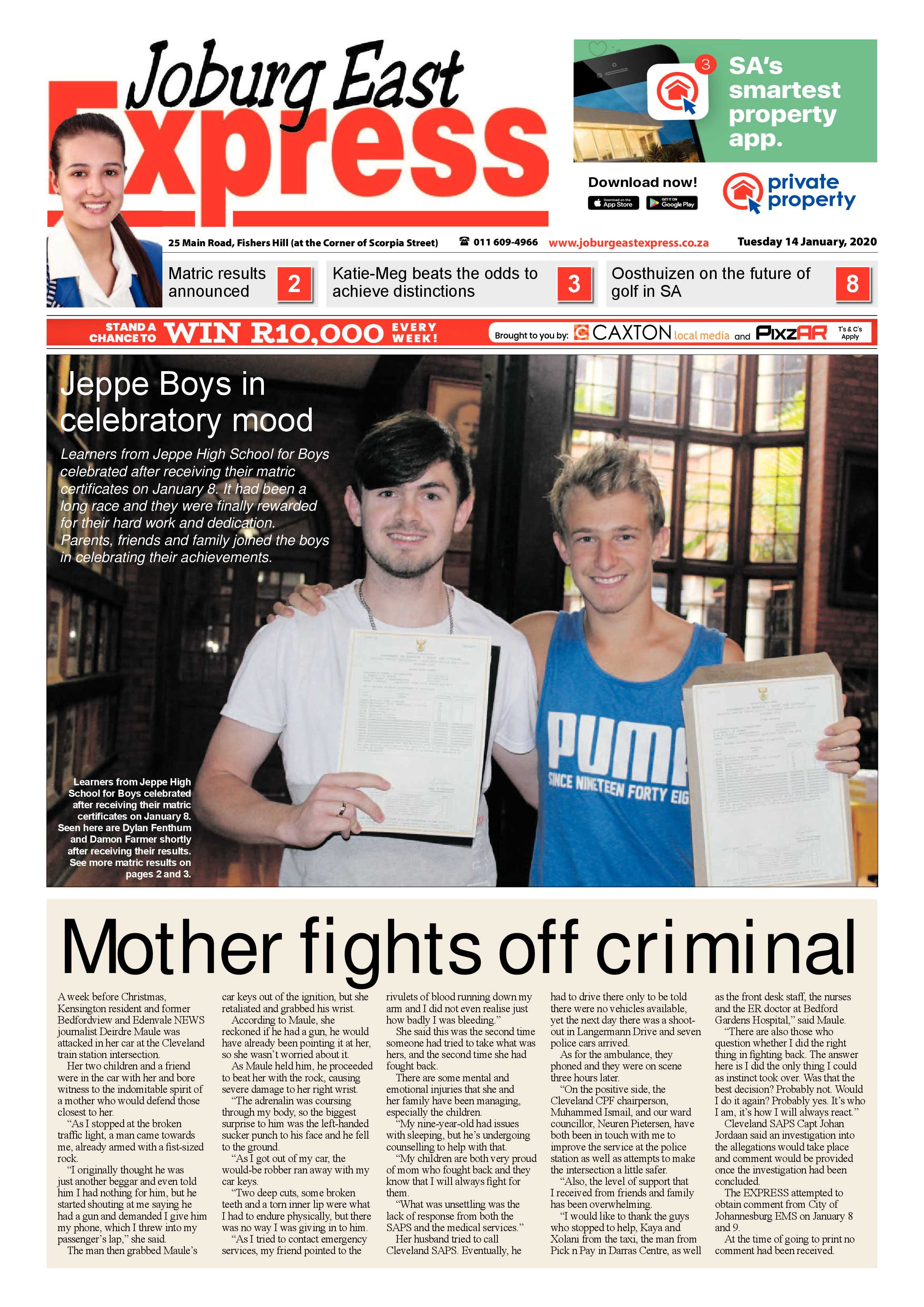 Joburg East Express 14 January 2020 page 1