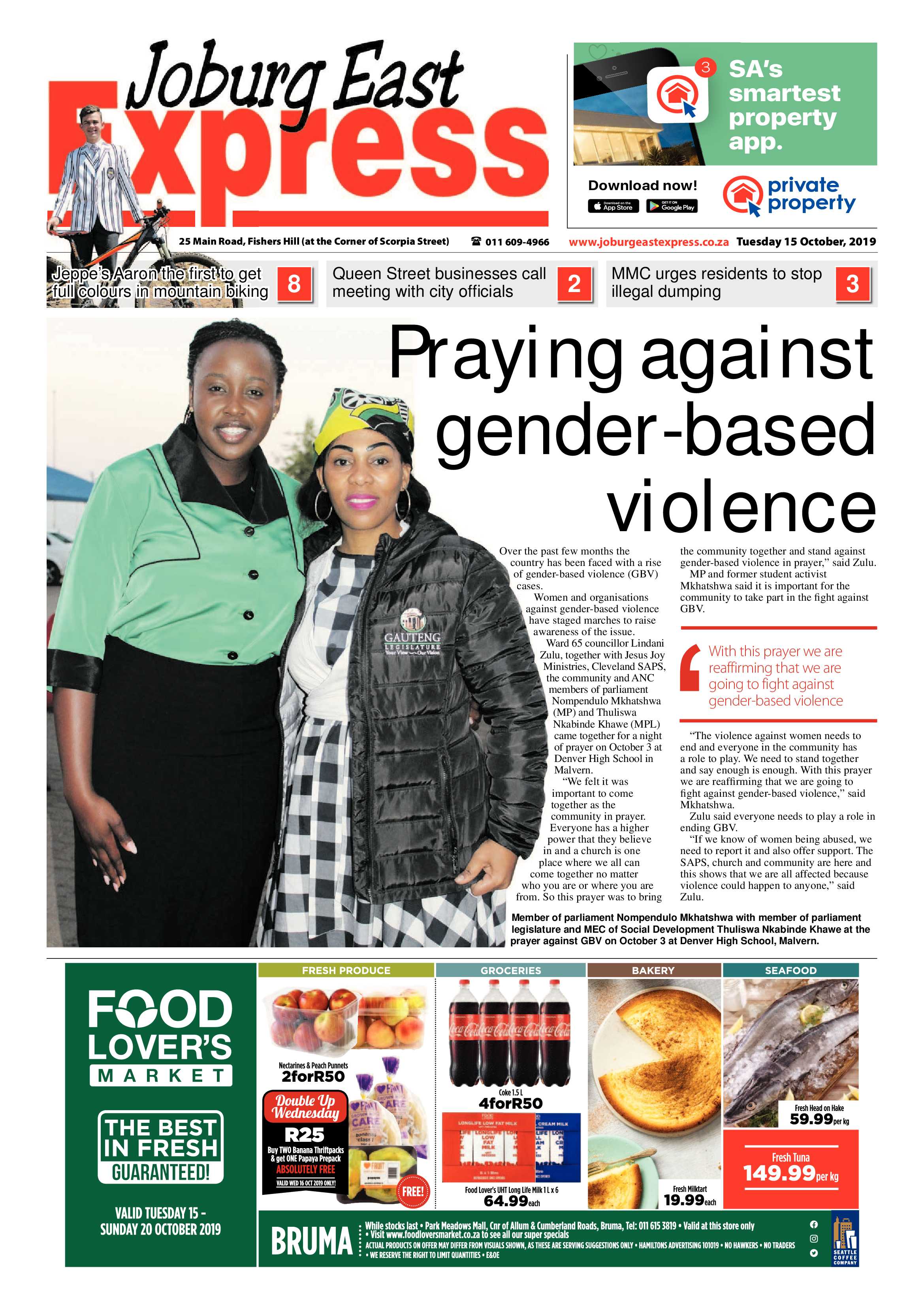 Joburg East Express 15 October 2019 page 1