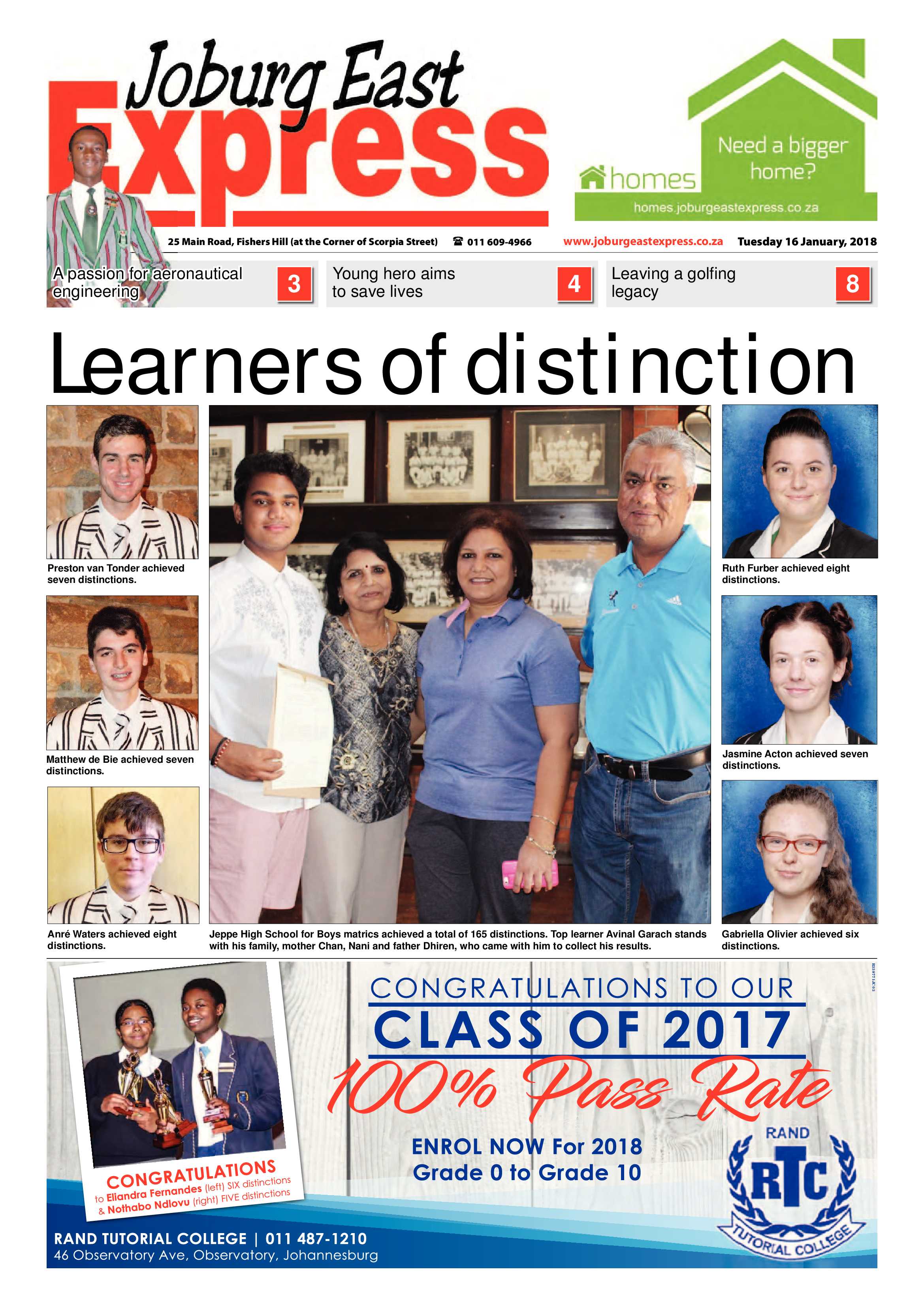 Joburg East Express 16 January 2018 page 1