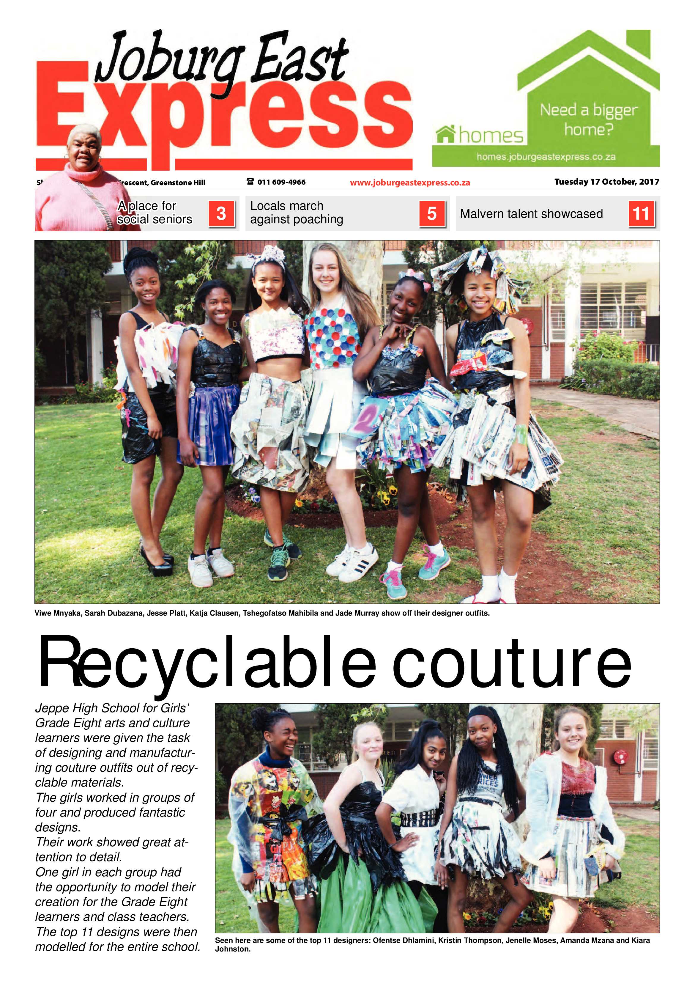Joburg East Express 17 October 2017 page 1