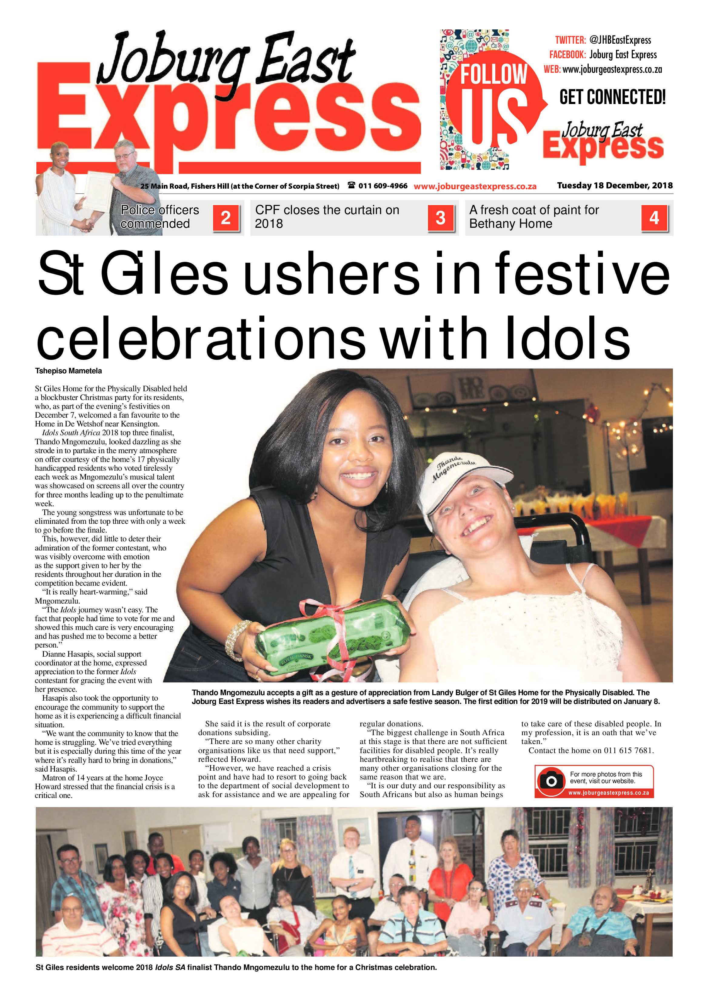 Joburg East Express 18 December 2018 page 1
