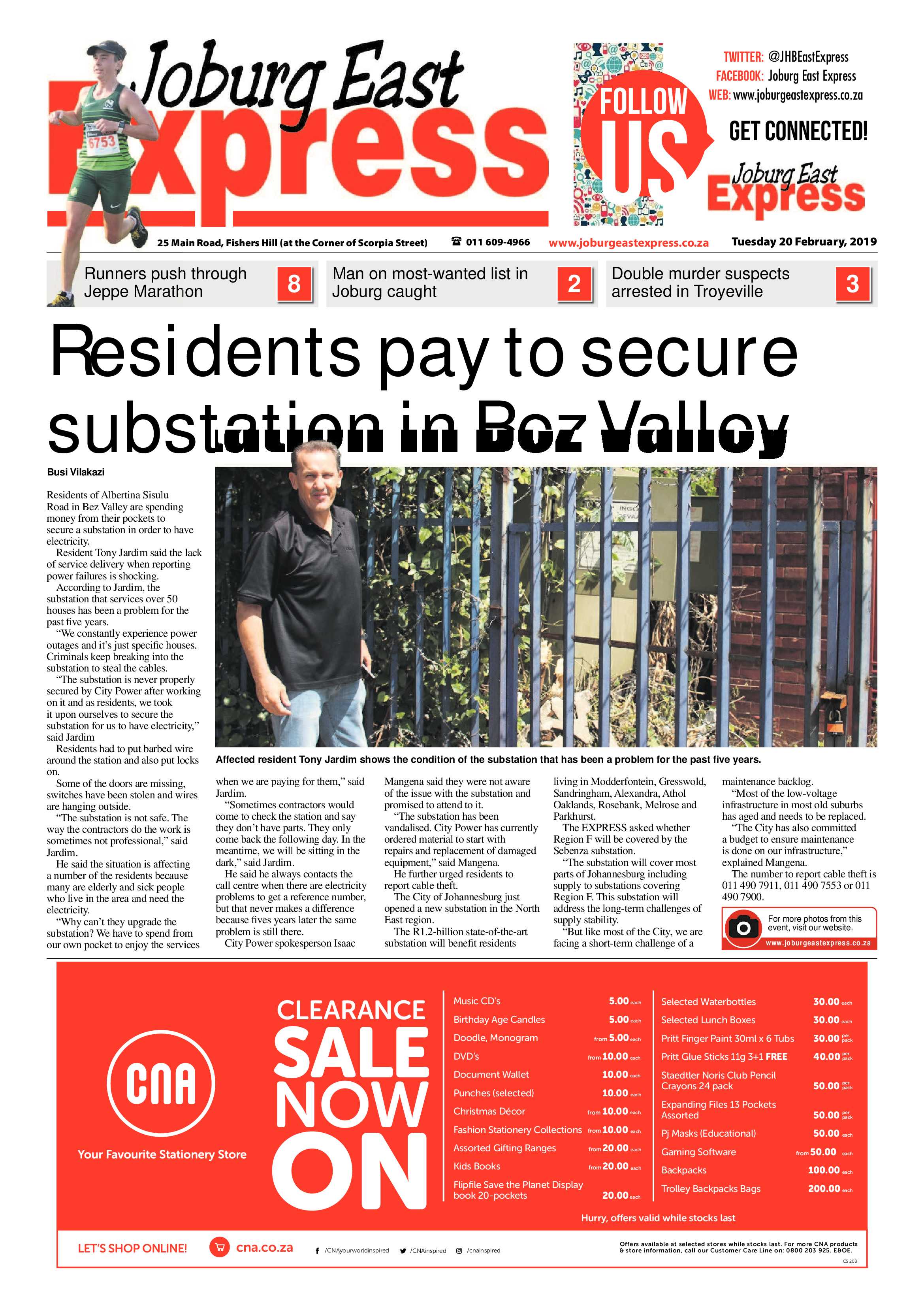 Joburg East Express 19 February 2019 page 1