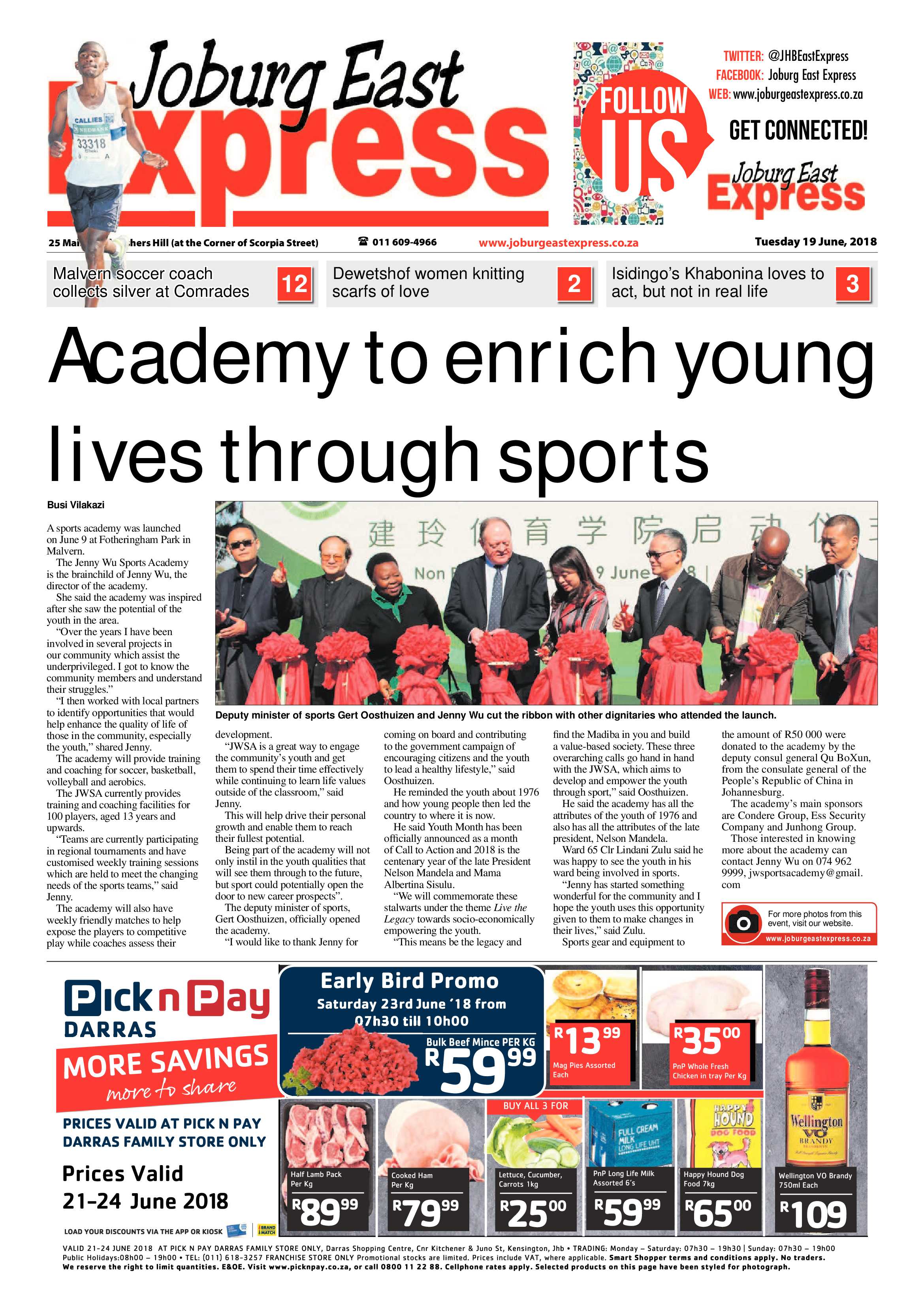 Joburg East Express 19 June 2018 page 1