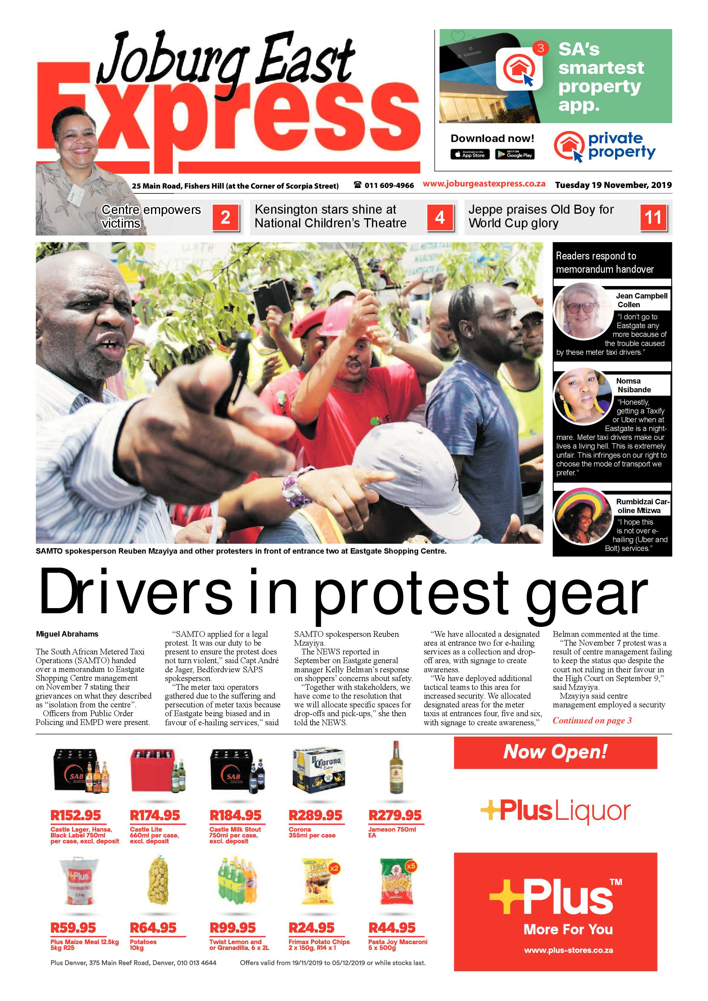 Joburg East Express 19 November 2019 page 1