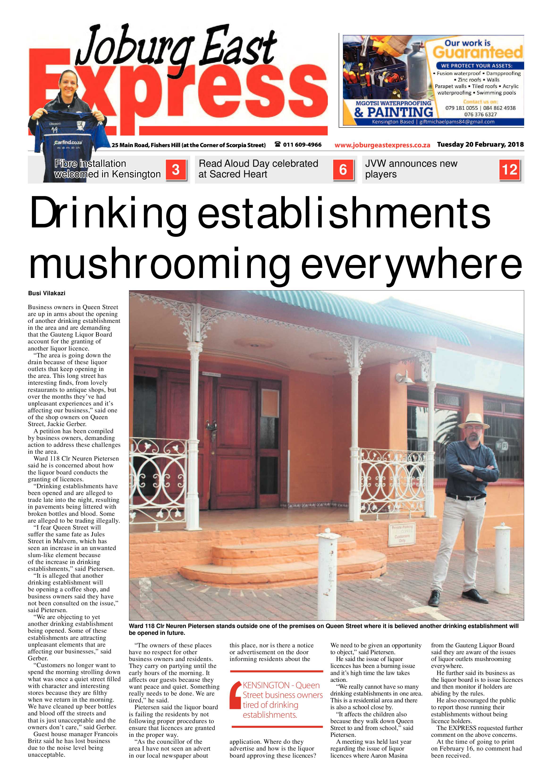 Joburg East Express 20 February 2018 page 1
