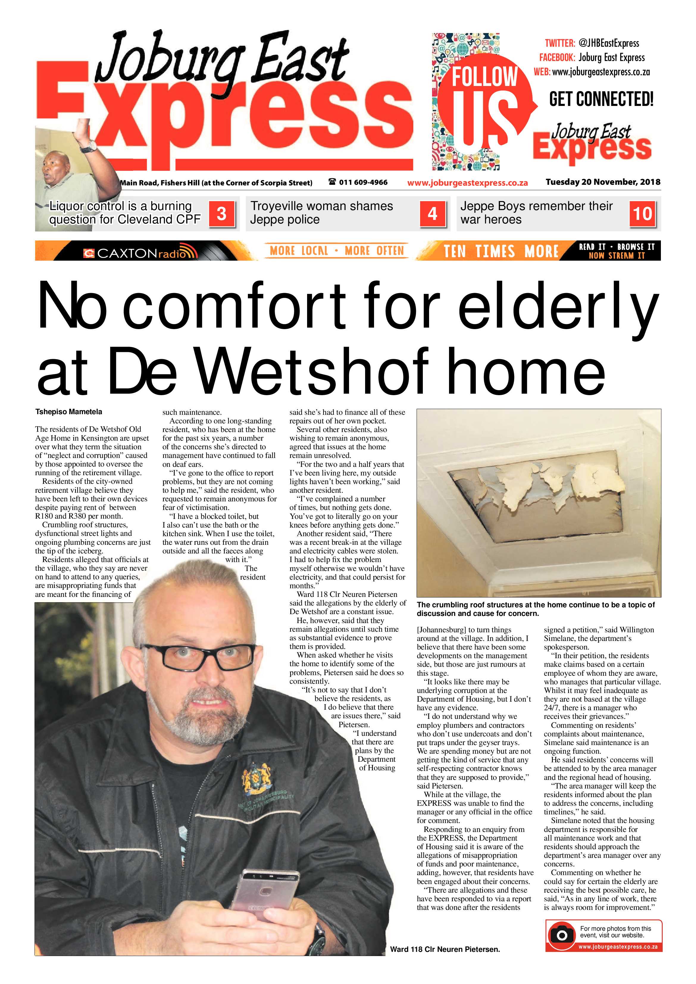 Joburg East Express 20 November 2018 page 1