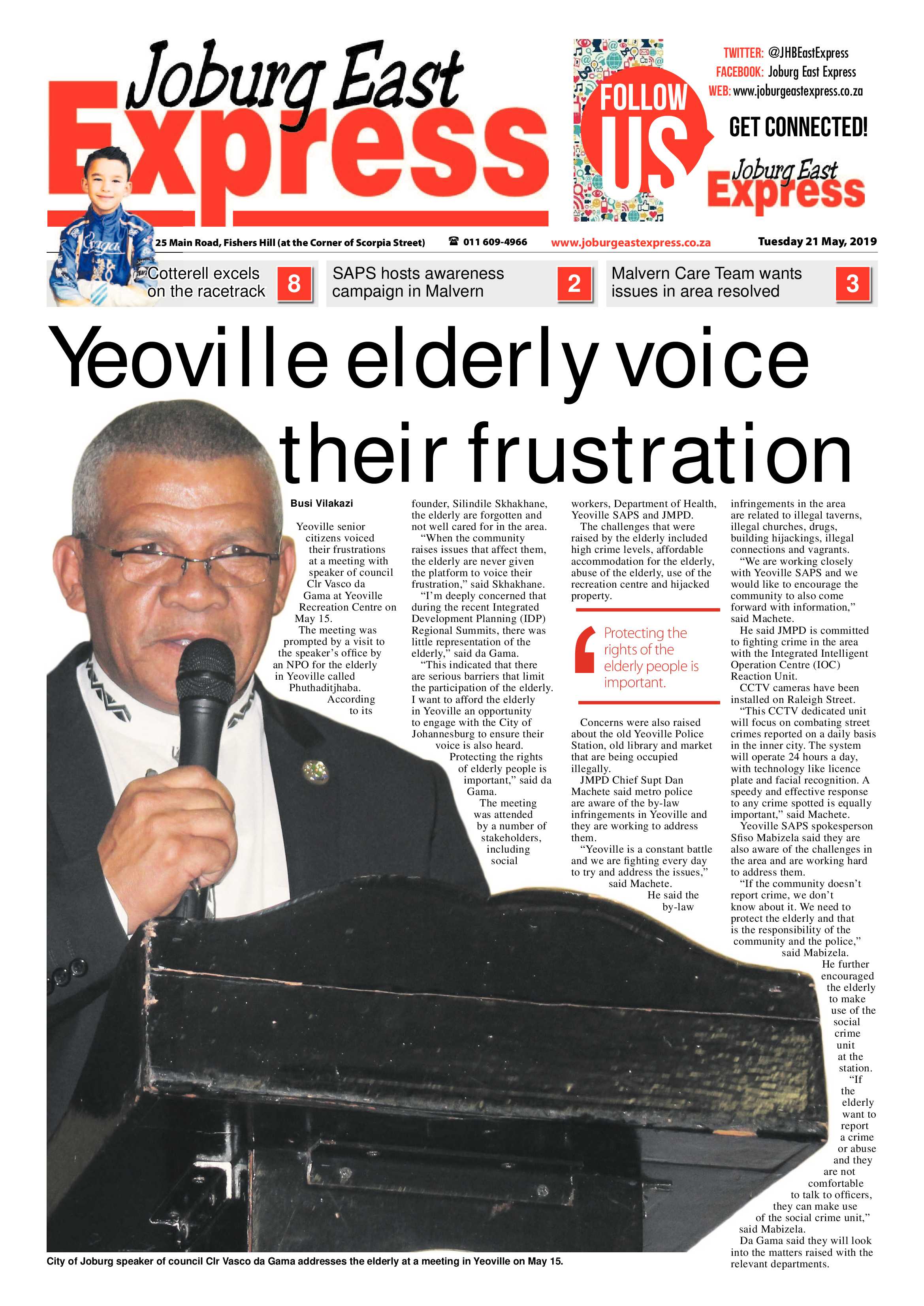 Joburg East Express 21 May 2019 page 1