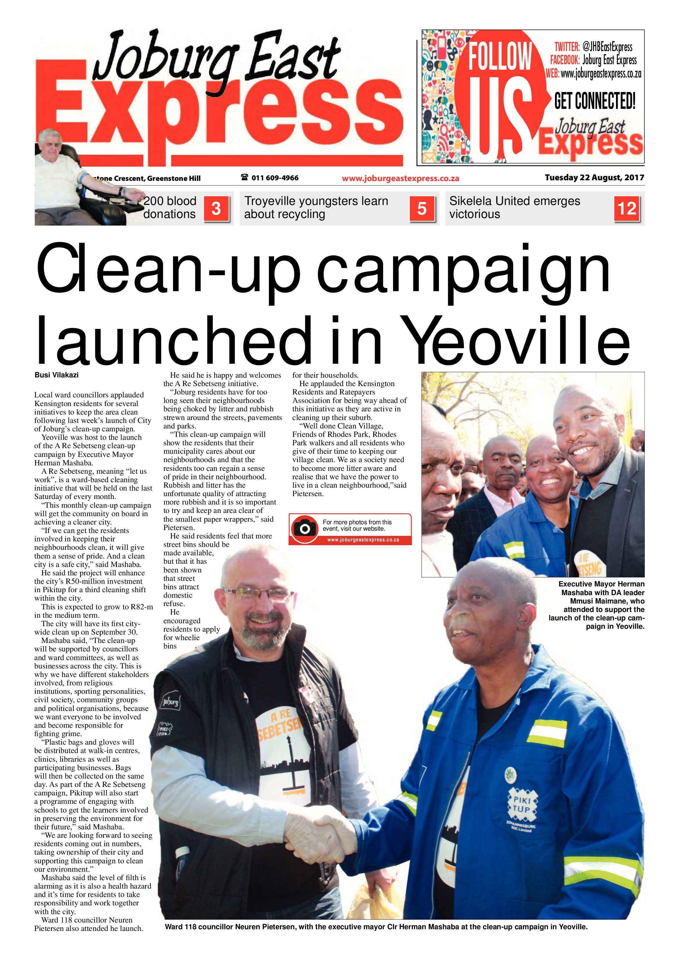 Joburg East Express 22 August 2017 page 1