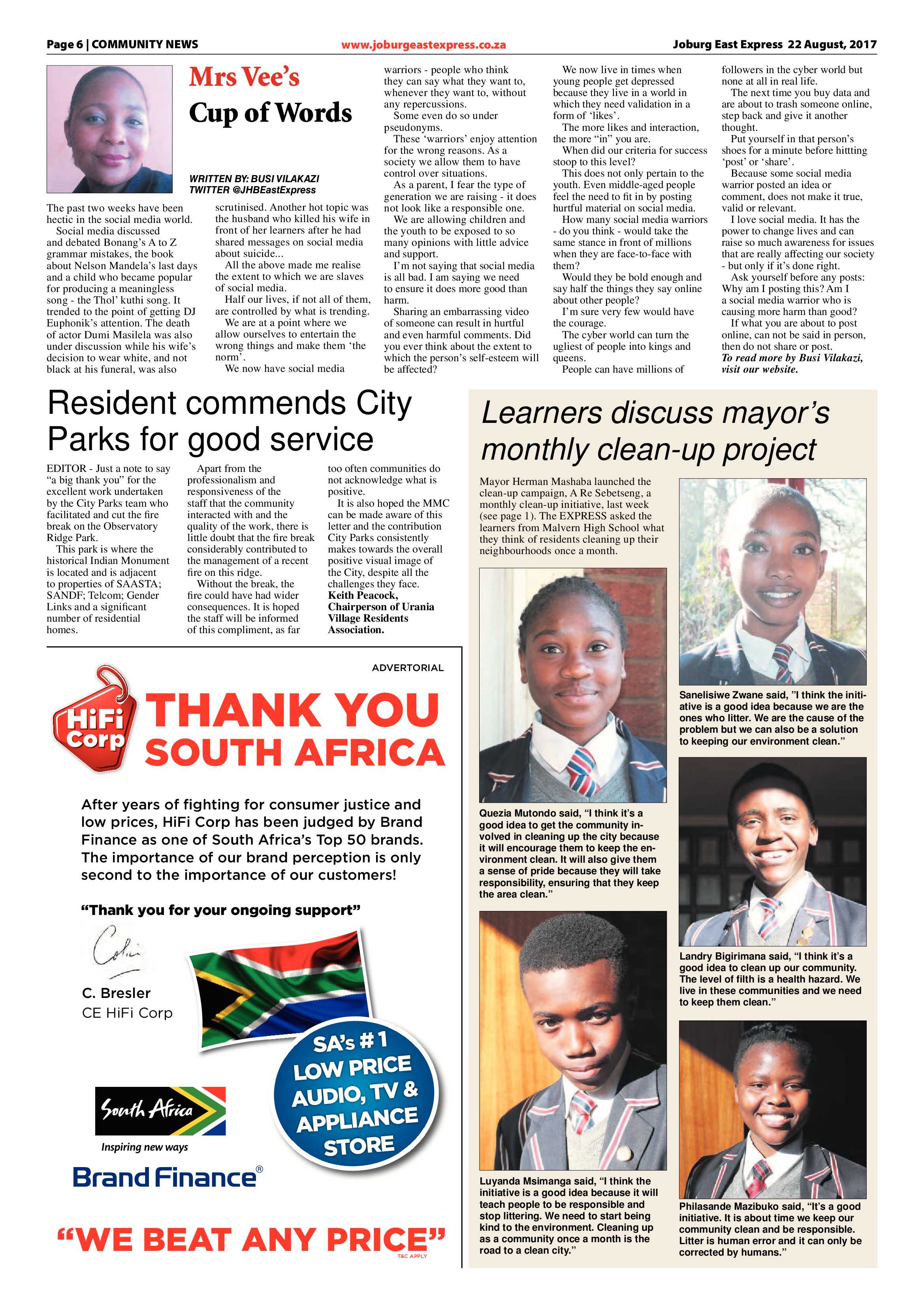 Joburg East Express 22 August 2017 page 6