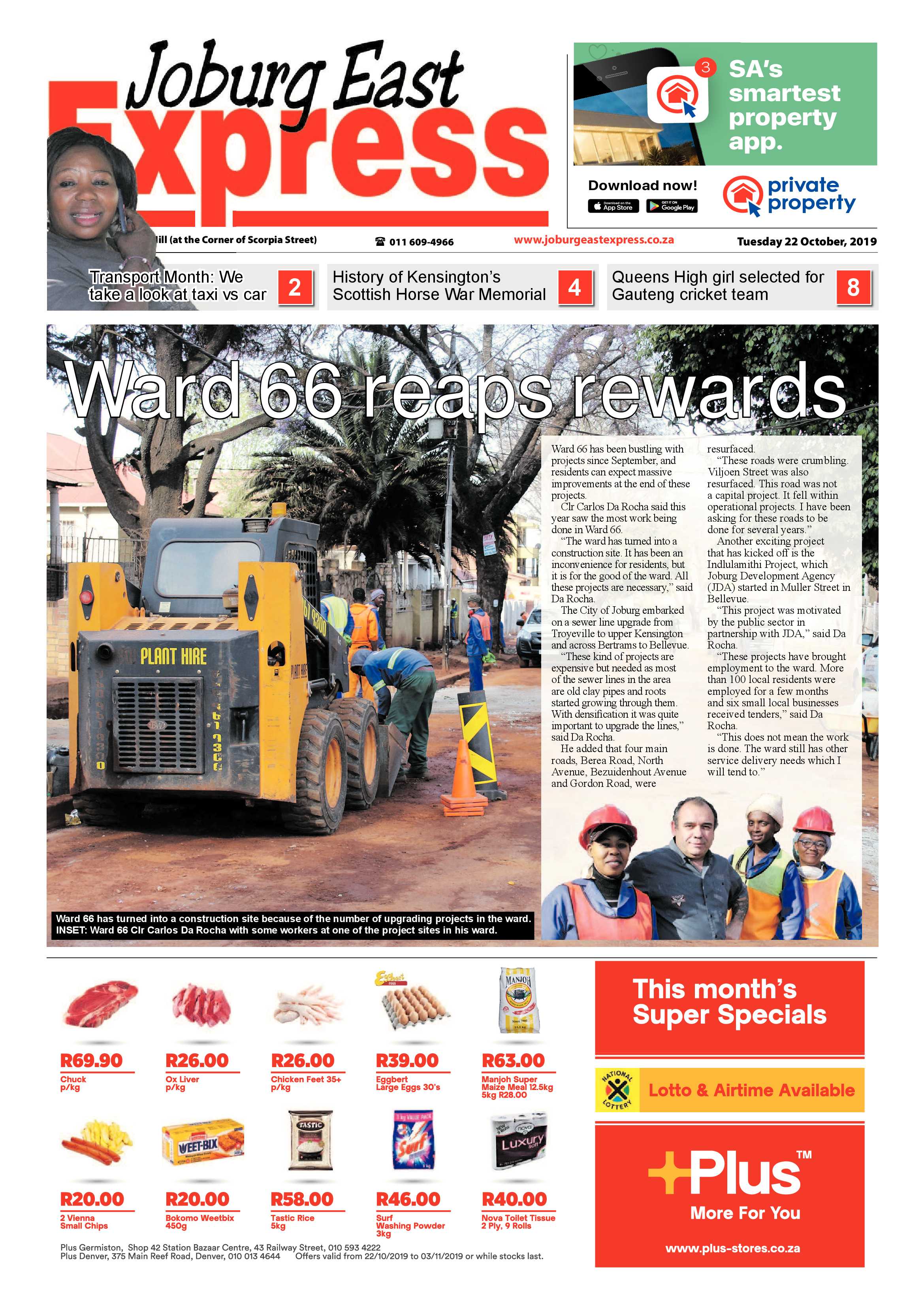 Joburg East Express 22 October 2019 page 1