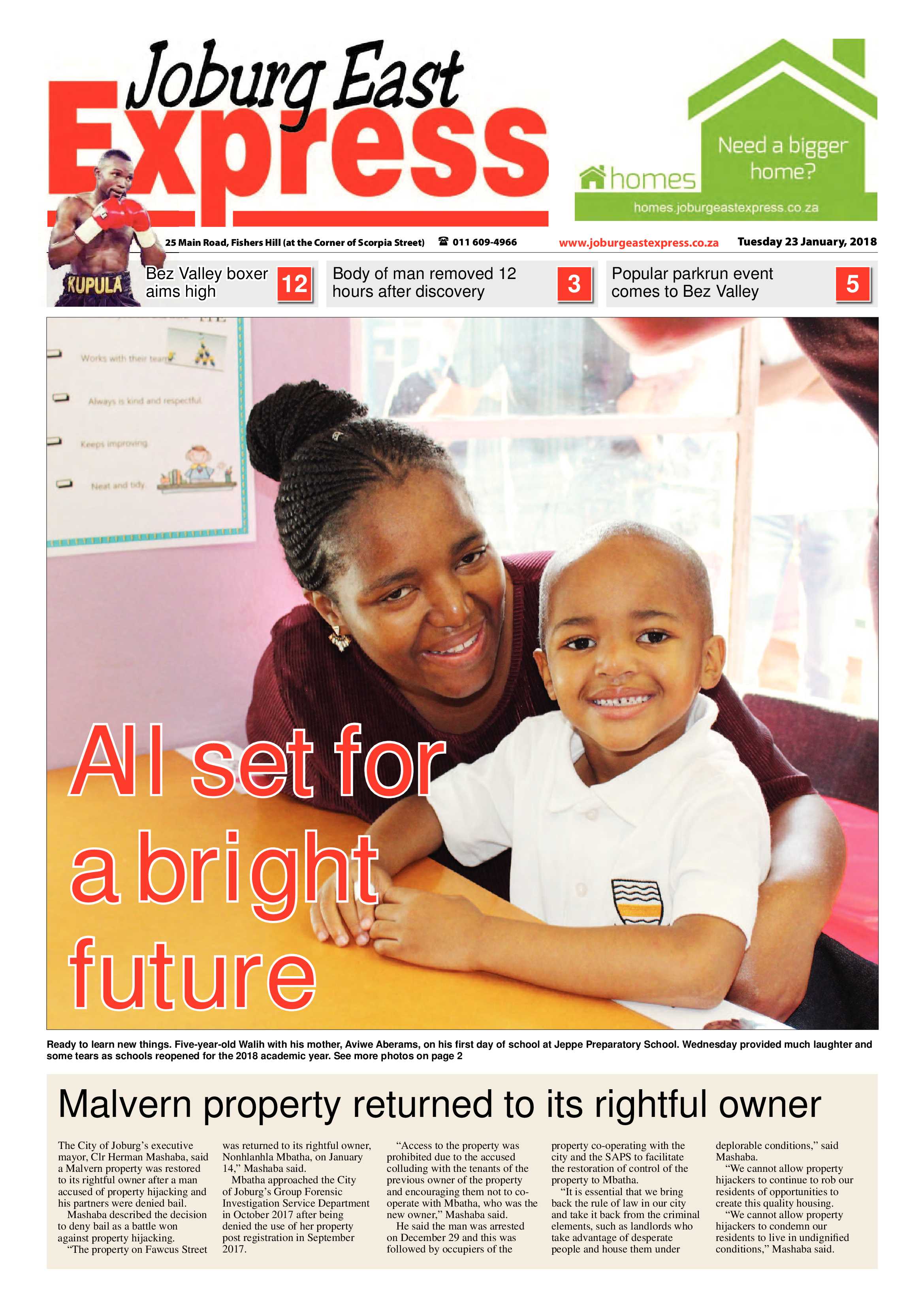 Joburg East Express 23 January 2018 page 1