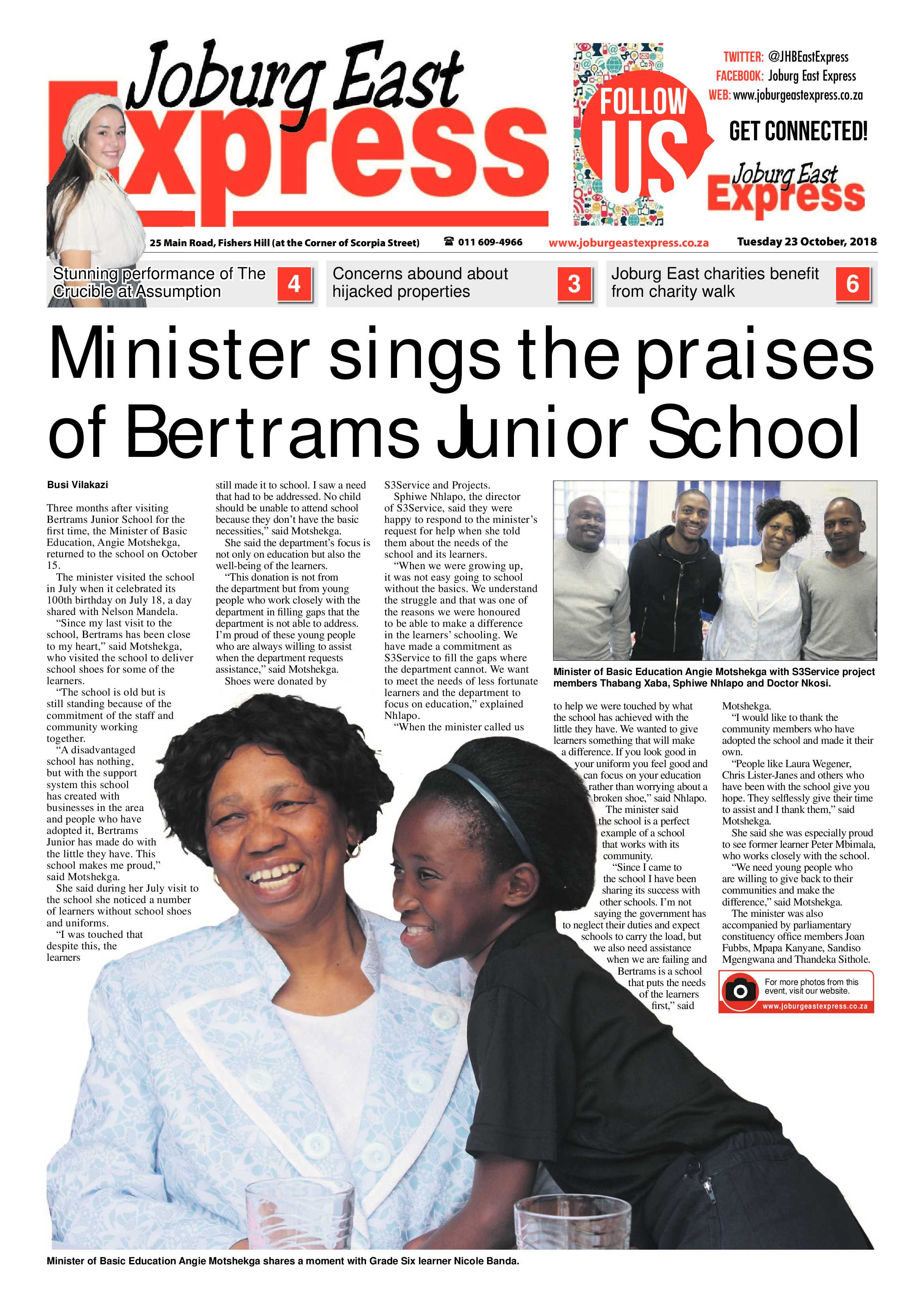 Joburg East Express 23 October 2018 page 1