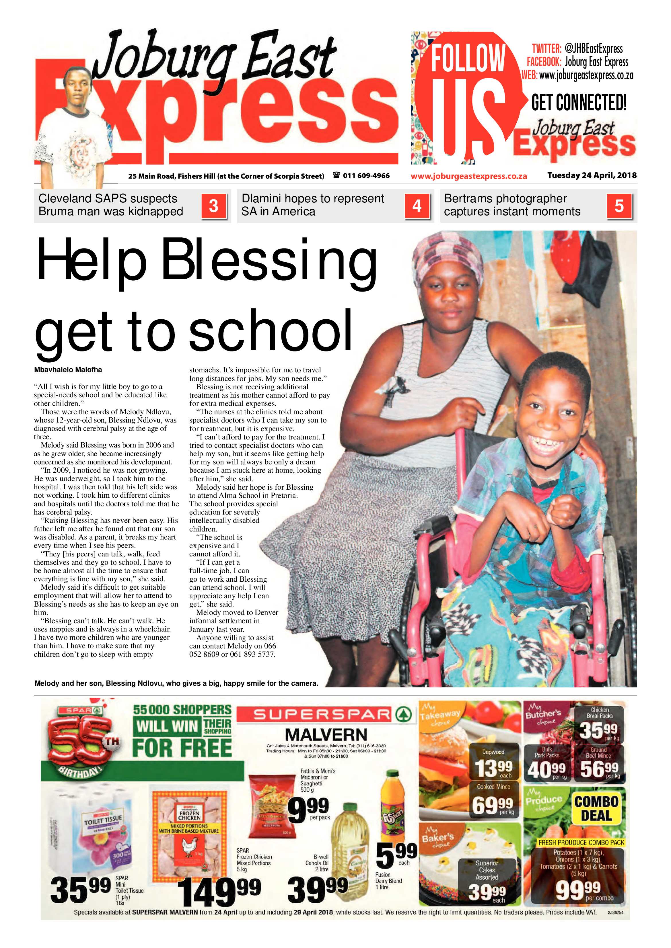 Joburg East Express 24 April 2018 page 1
