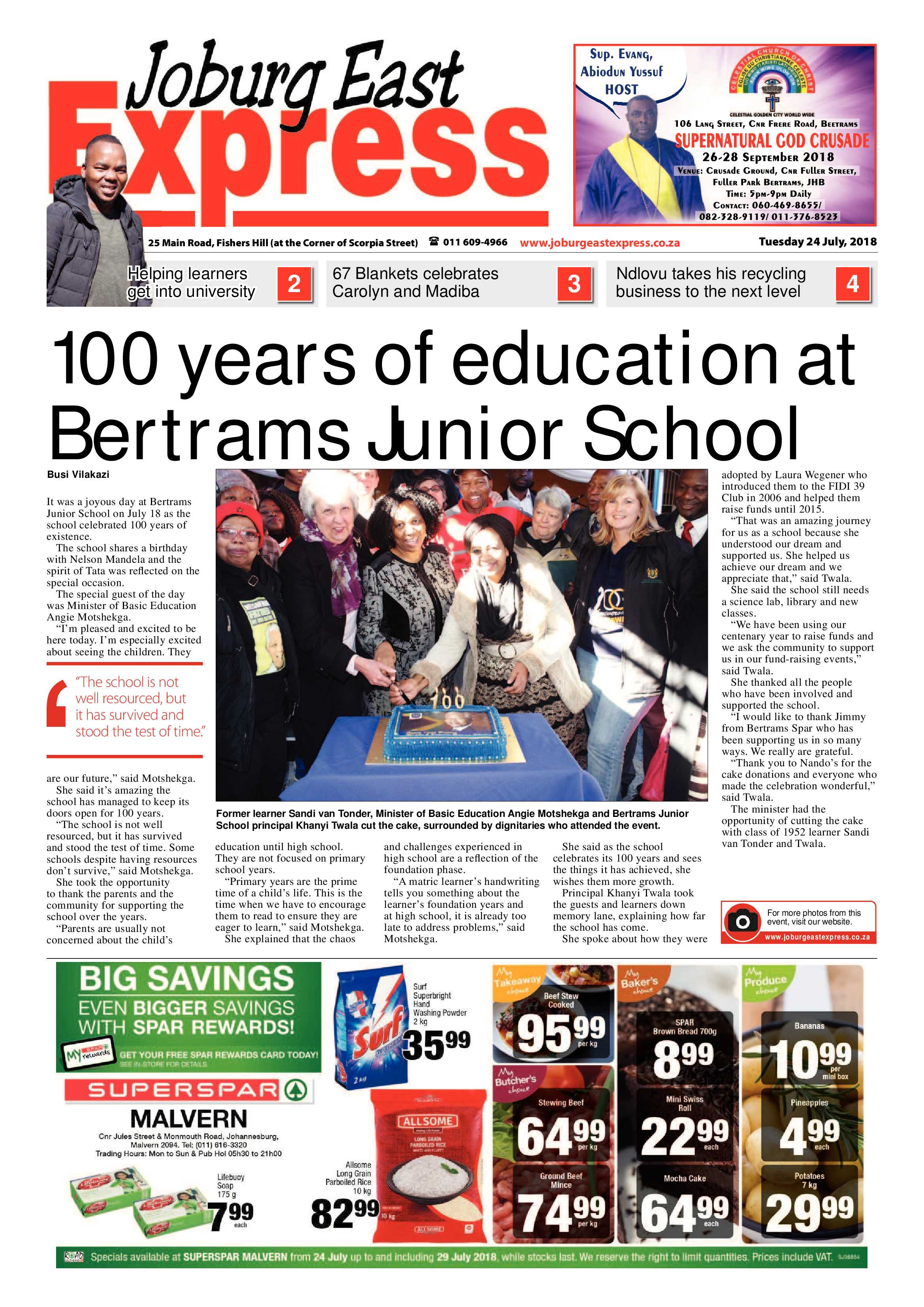 Joburg East Express 24 July 2018 page 1