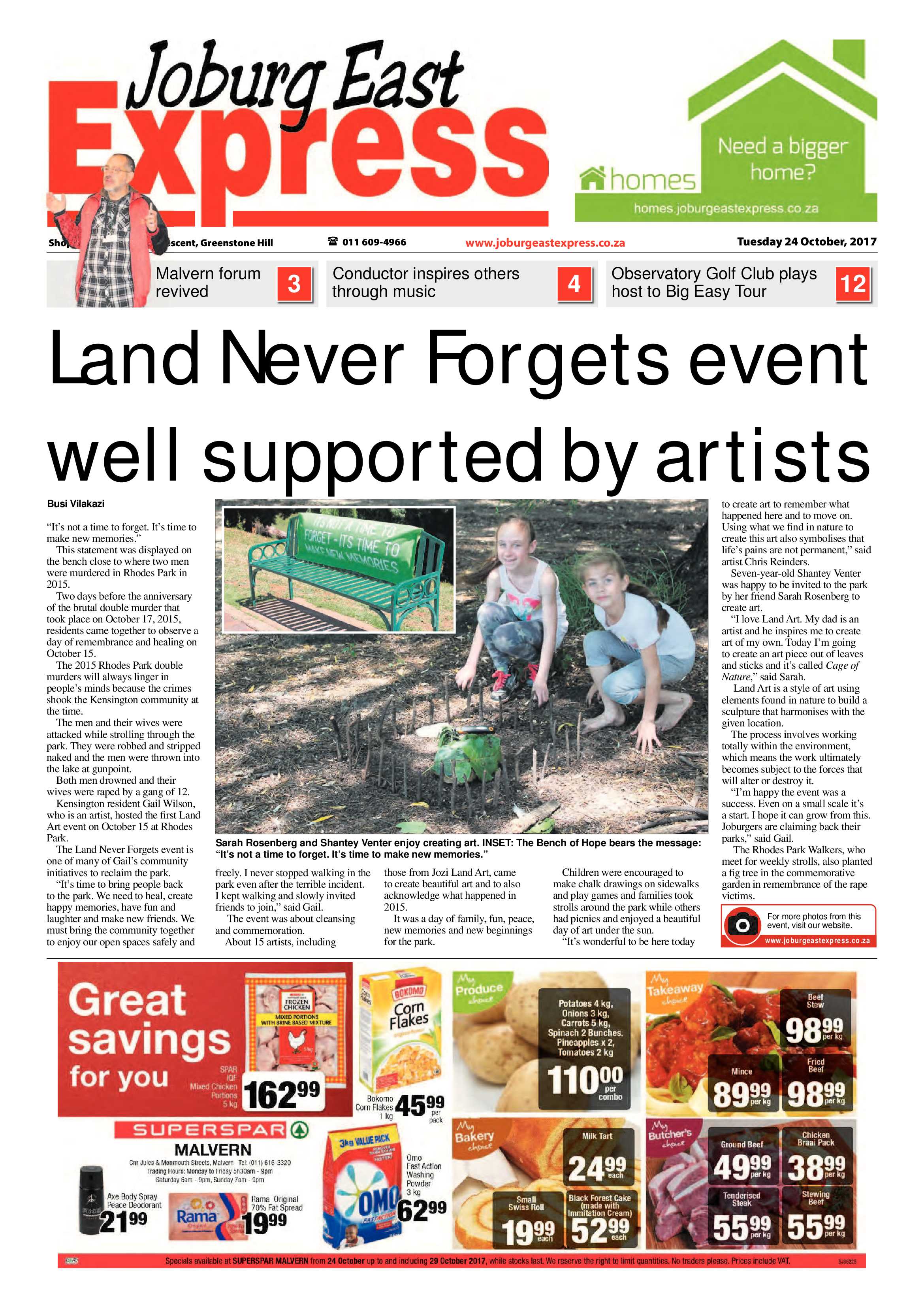 Joburg East Express 24 October 2017 page 1