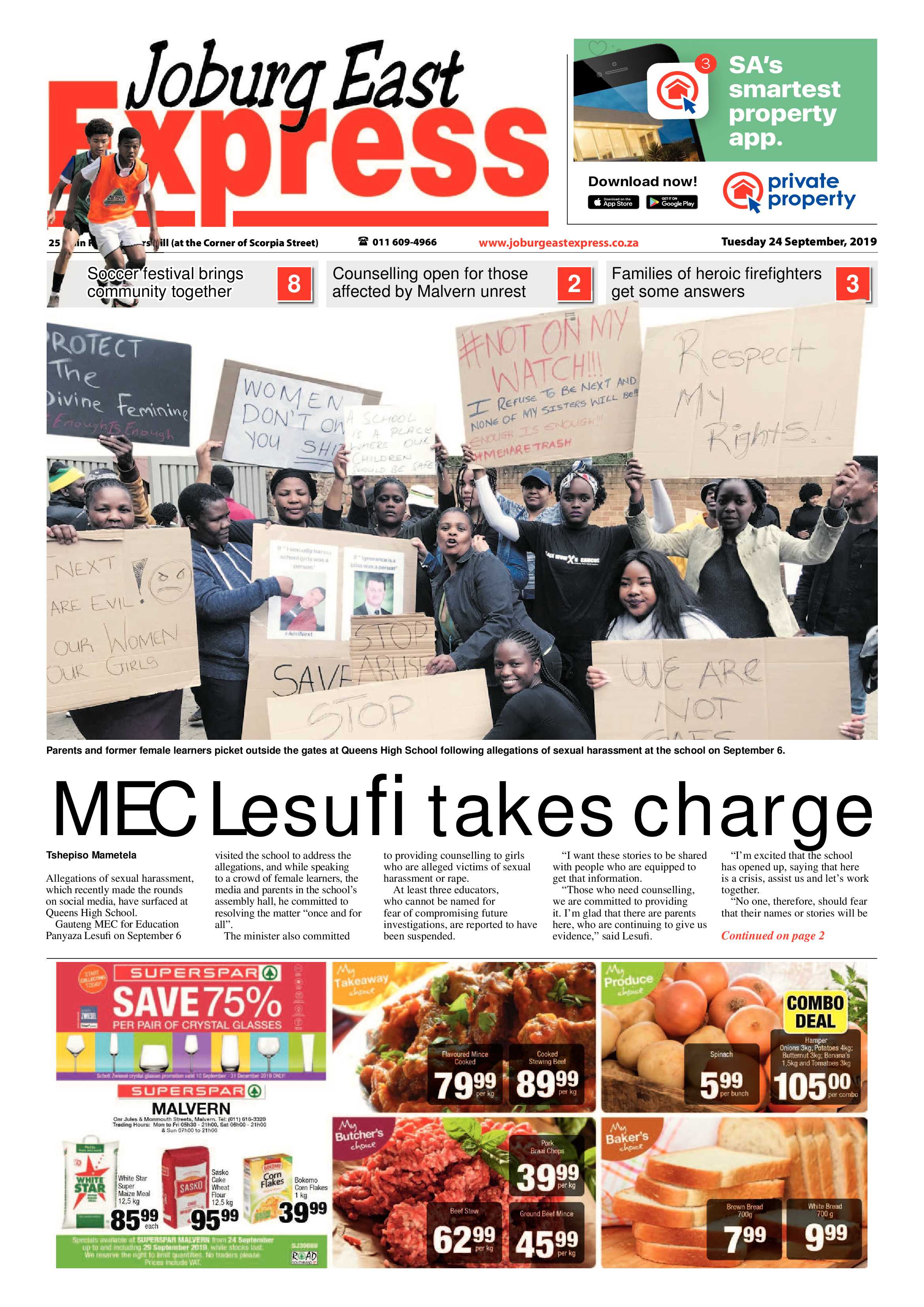 Joburg East Express 24 September 2019 page 1