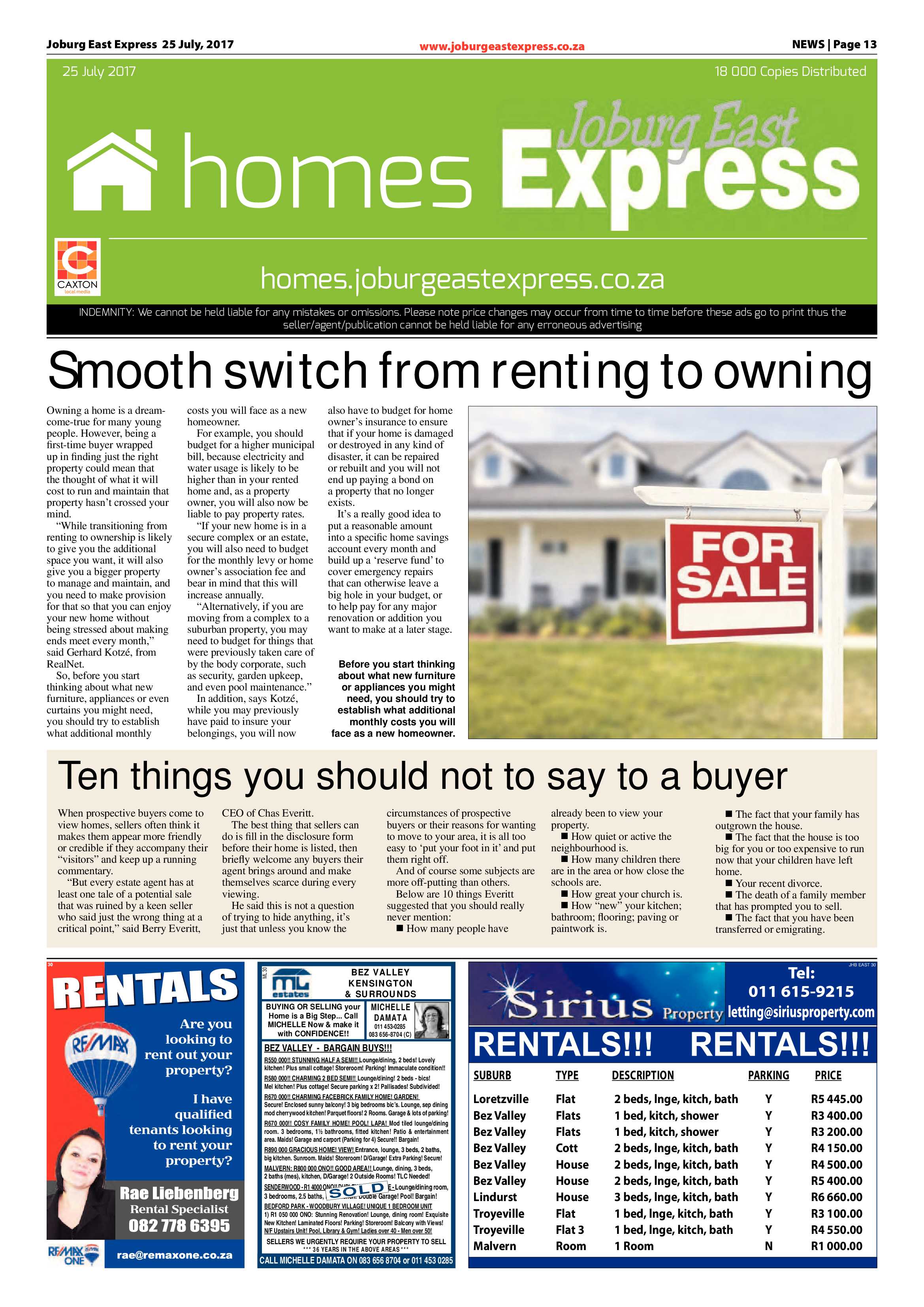 Joburg East Express 25 July 2017 page 13