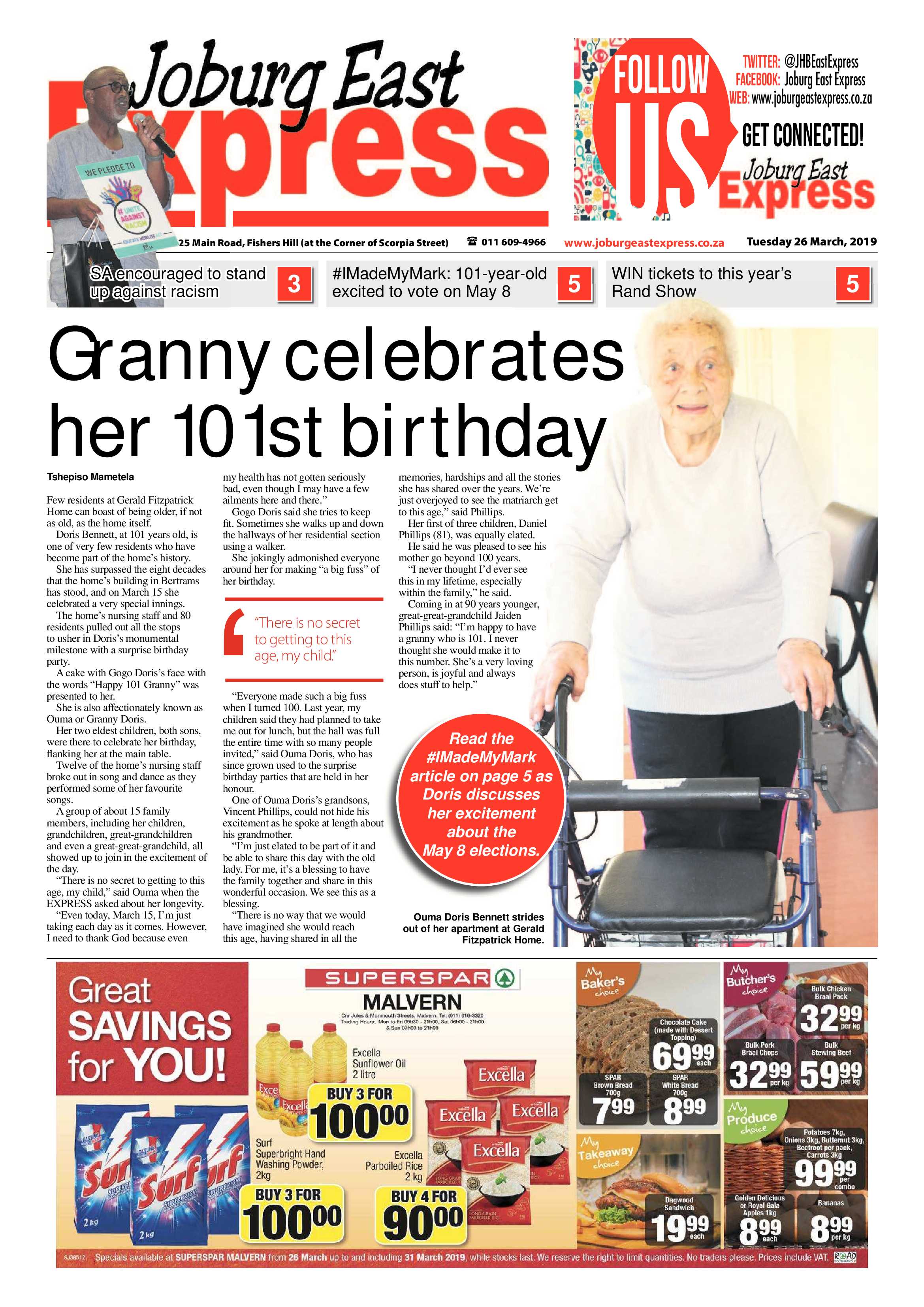 Joburg East Express 26 March 2019 page 1