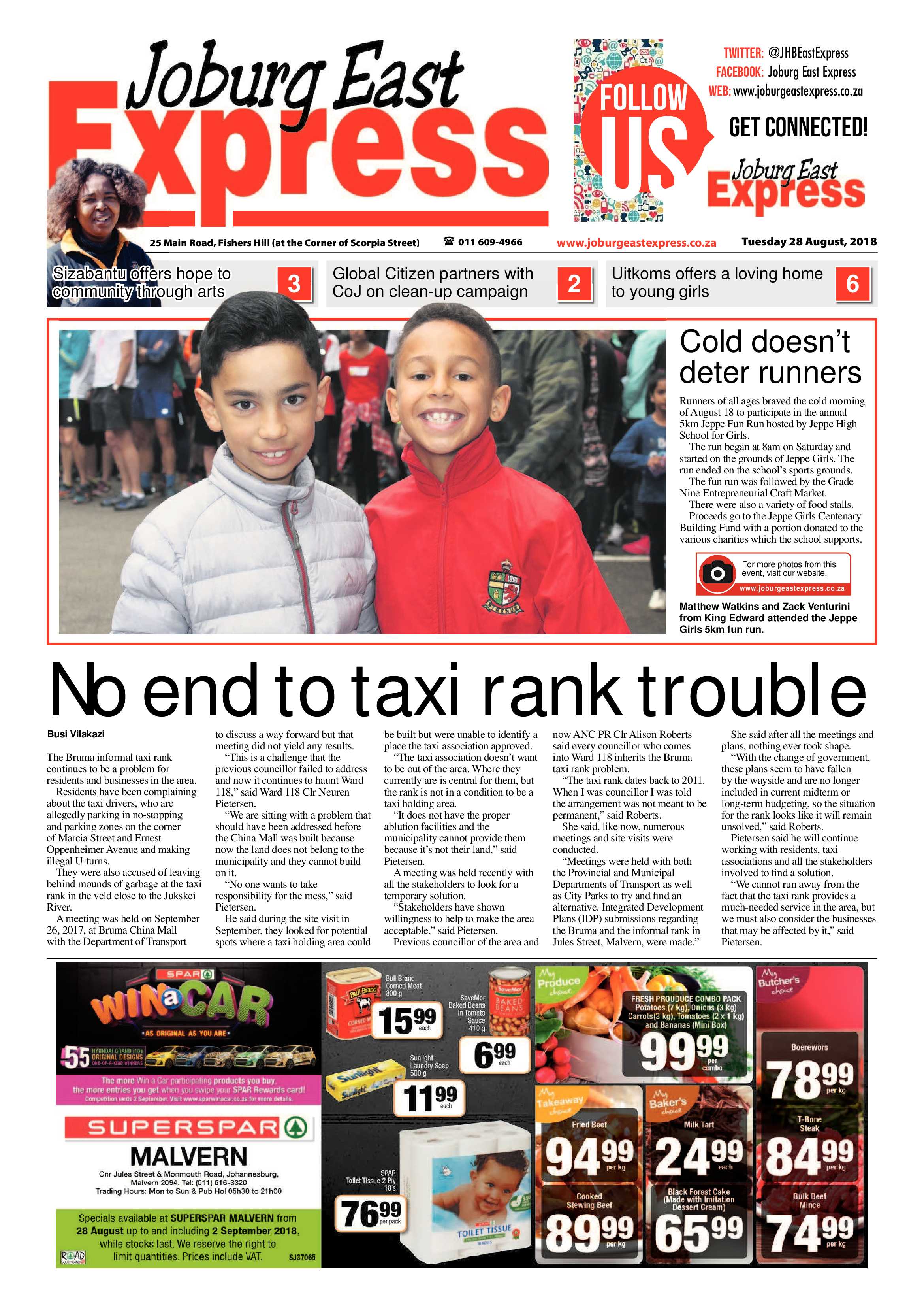 Joburg East Express 28 August 2018 page 1