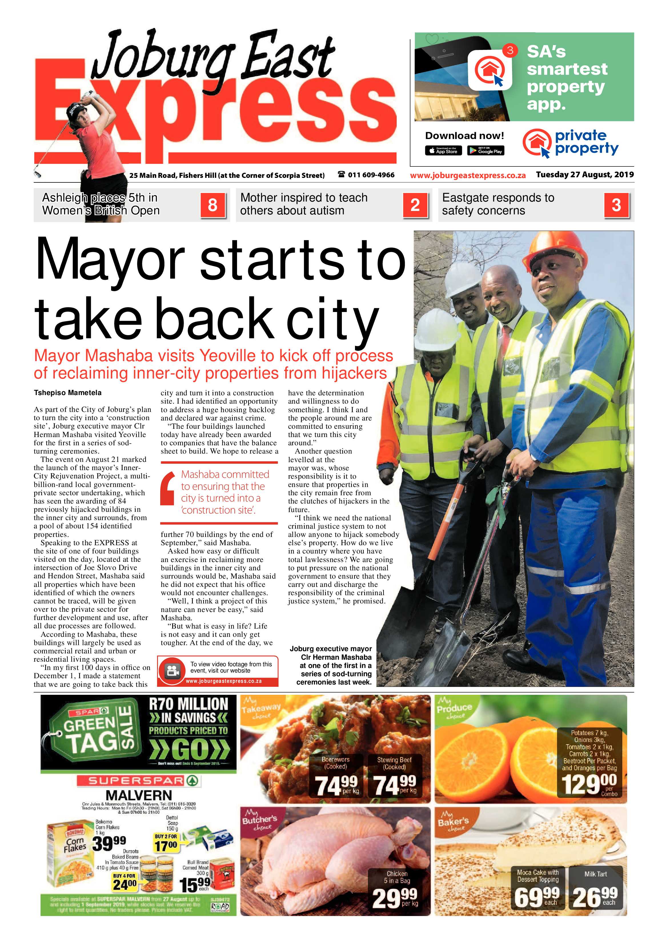 Joburg East Express 27 August 2019 page 1