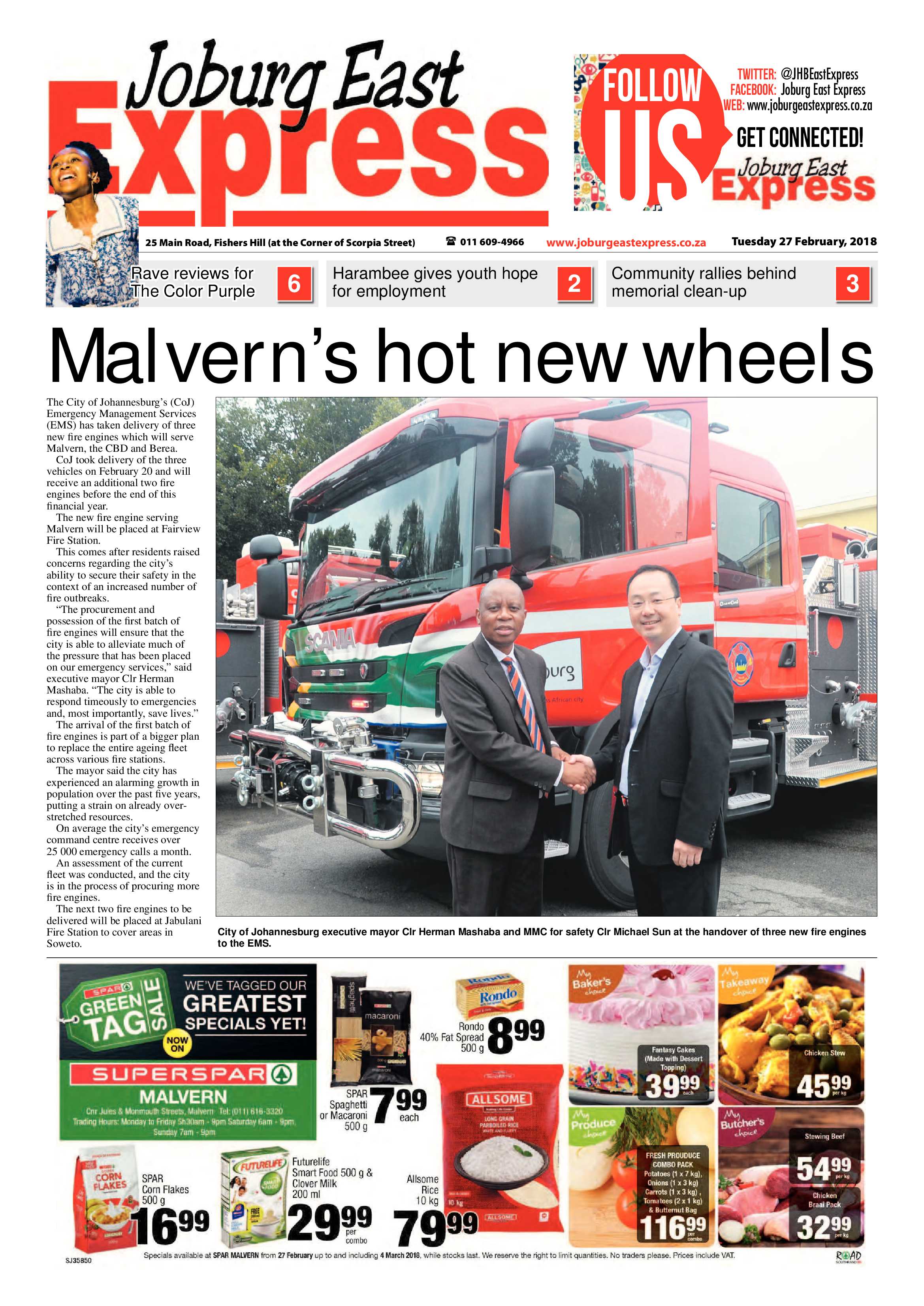 Joburg East Express 27 February 2018 page 1