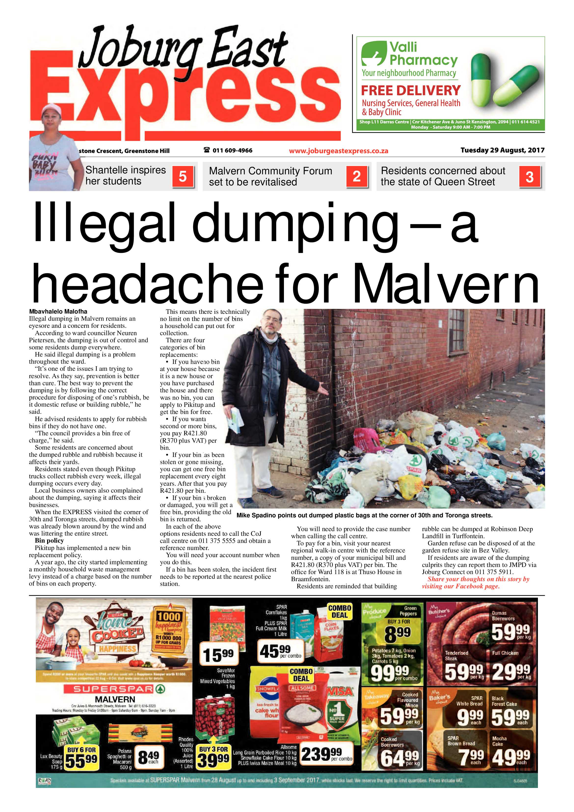 Joburg East Express 29 August 2017 page 1