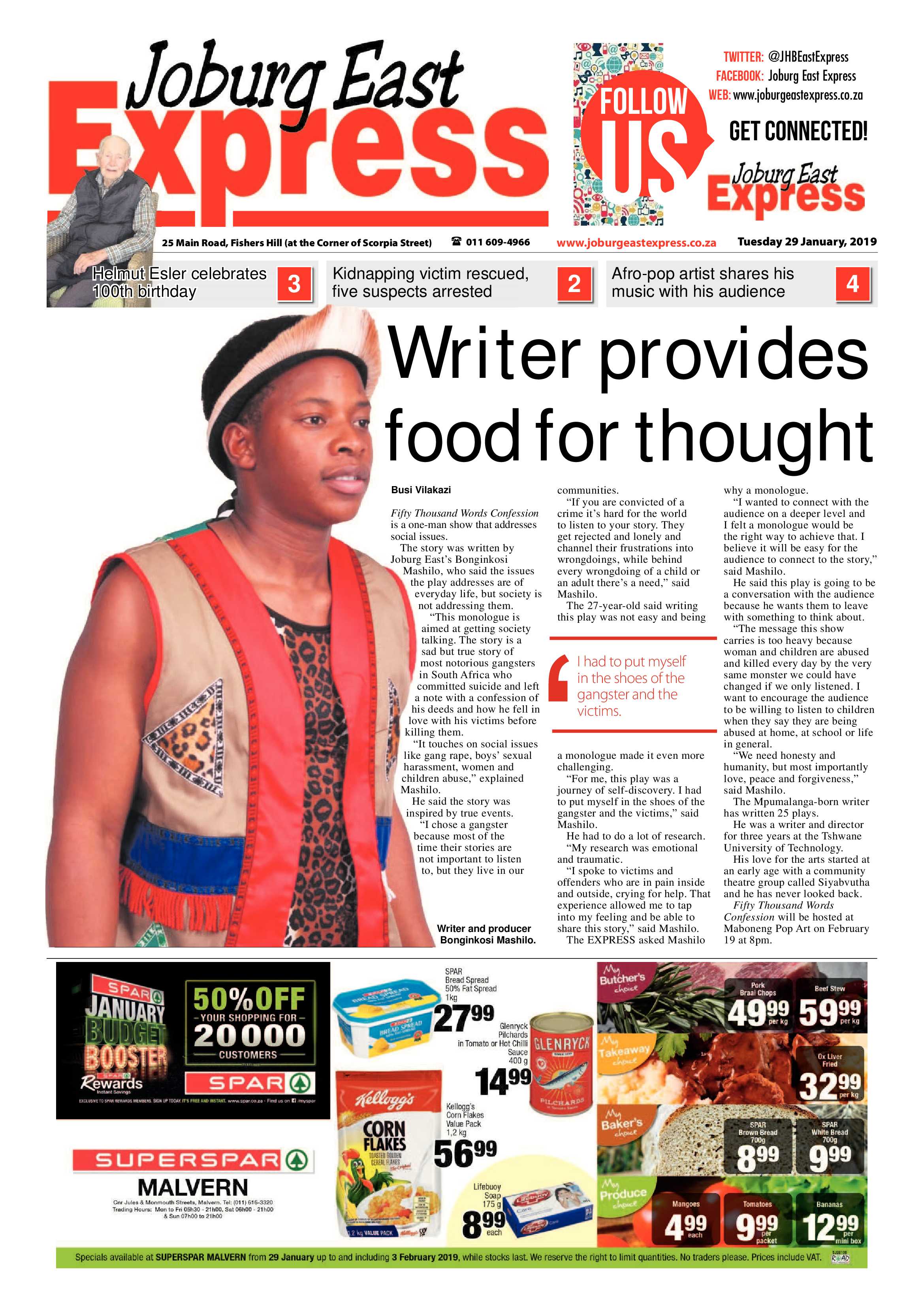 Joburg East Express 29 January 2019 page 1