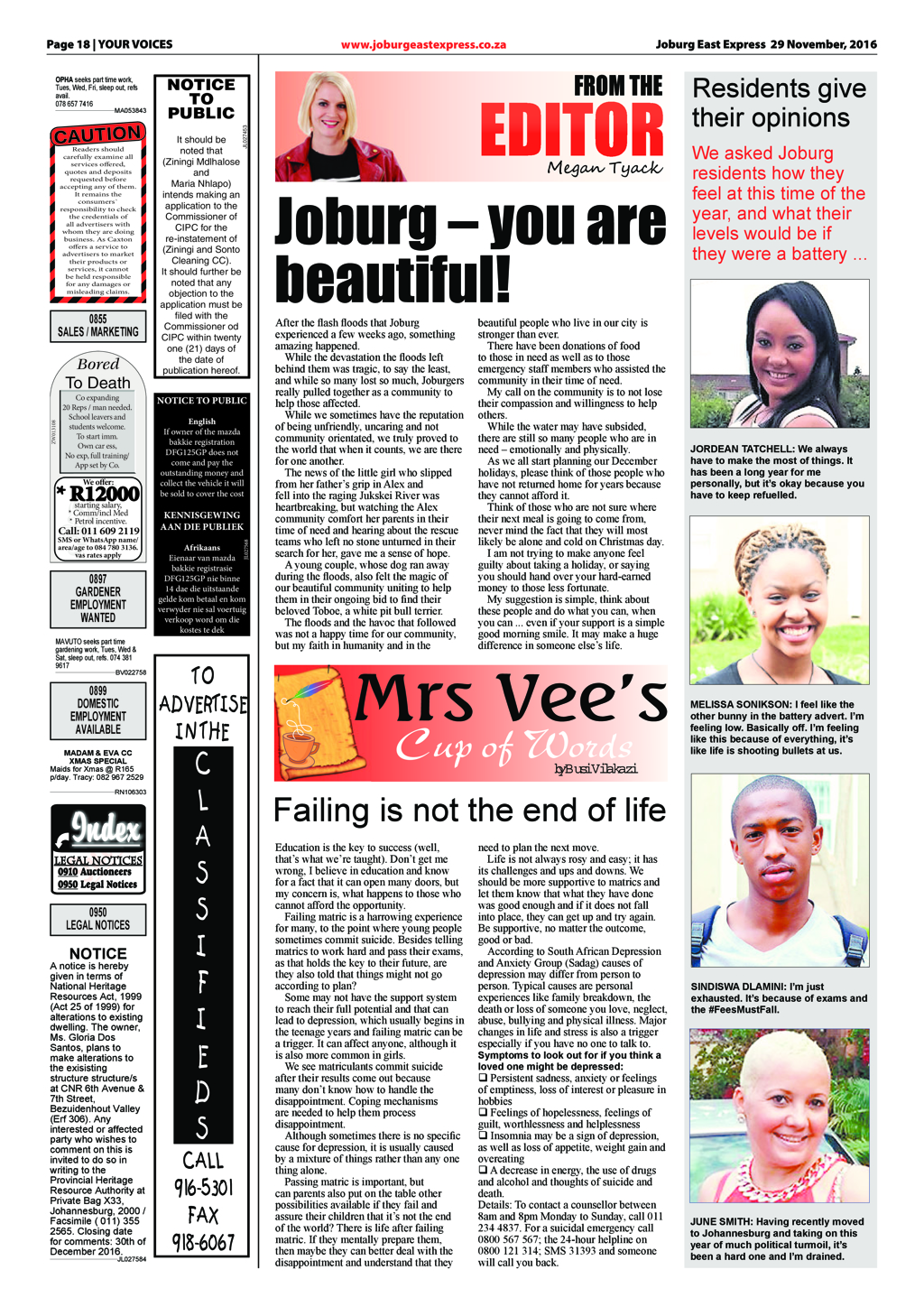 Joburg East Express 29 November 2016 page 18