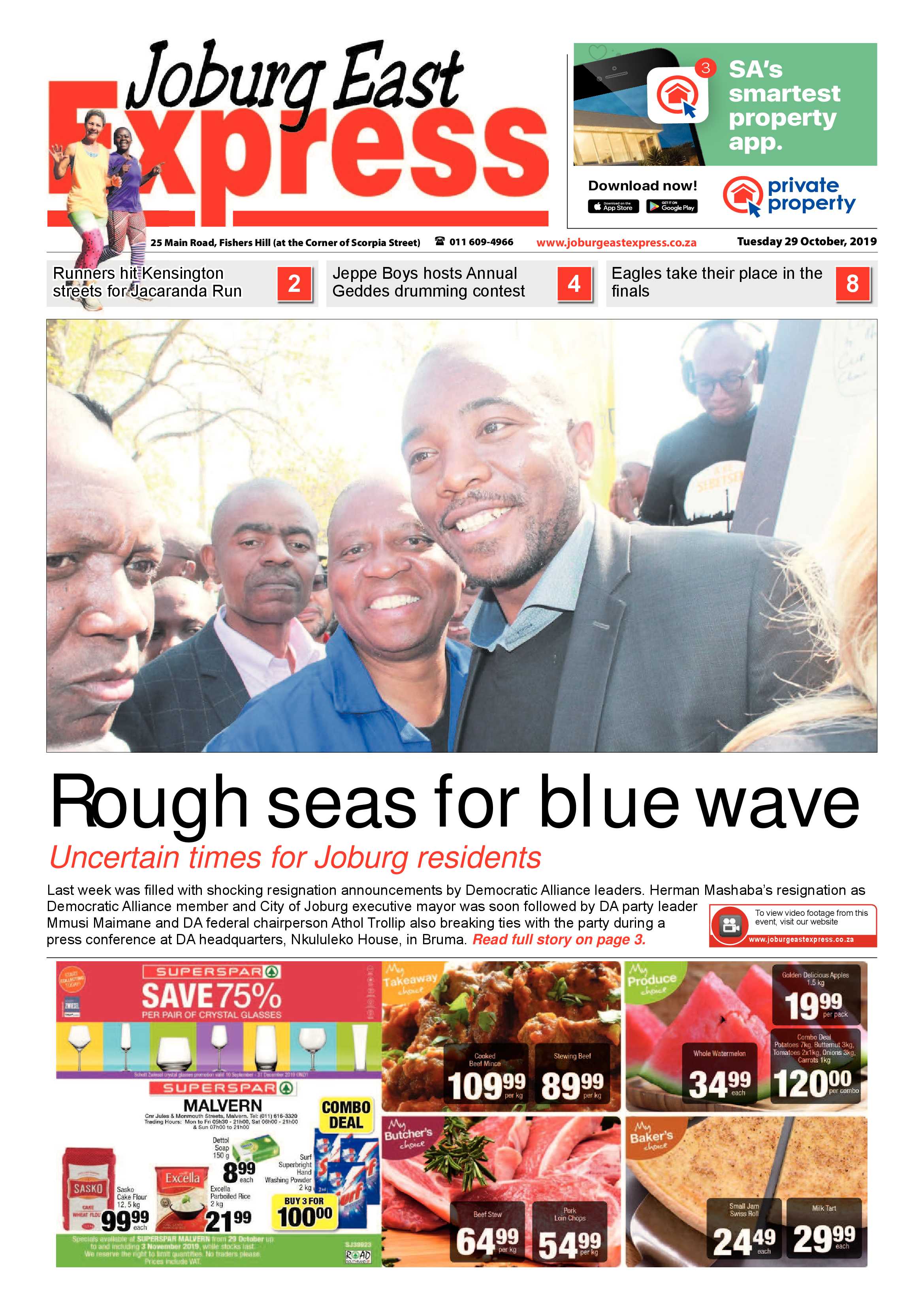 Joburg East Express 29 October 2019 page 1